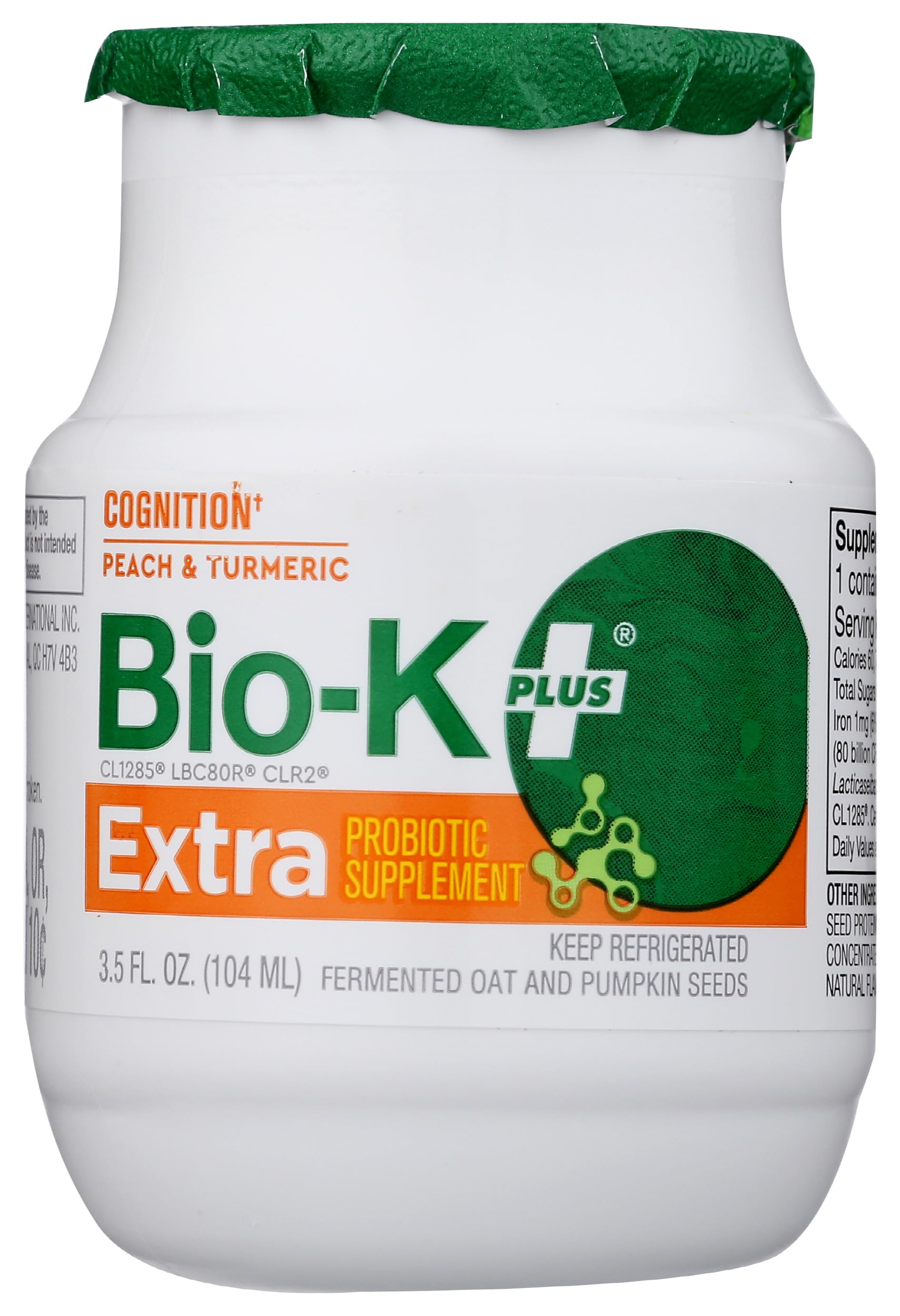 Bio-K Plus, Probiotic Extra Cognition Peach Turmeric Single Organic, 3.5 Fl Oz