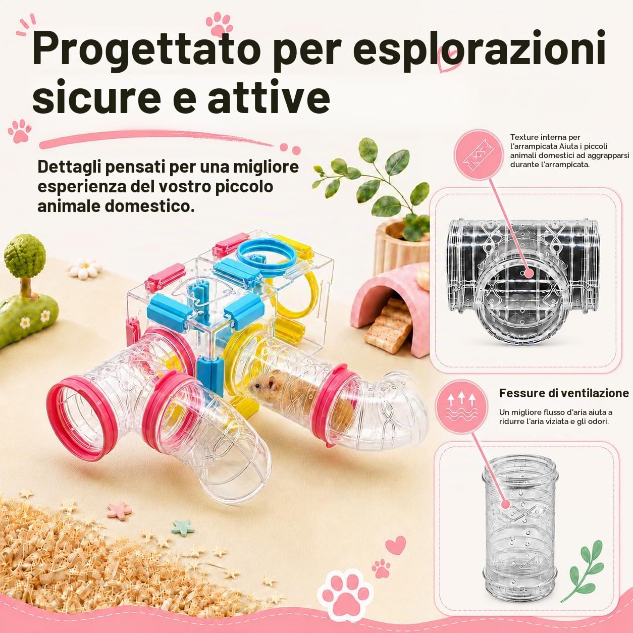 94 pezzi DIY Criceto Tunnel-Terreno di Gioco Modulo,Tubo Casa Piattaforma Esercitazione per Topo Criceti Topi Gerbil Piccoli Animali