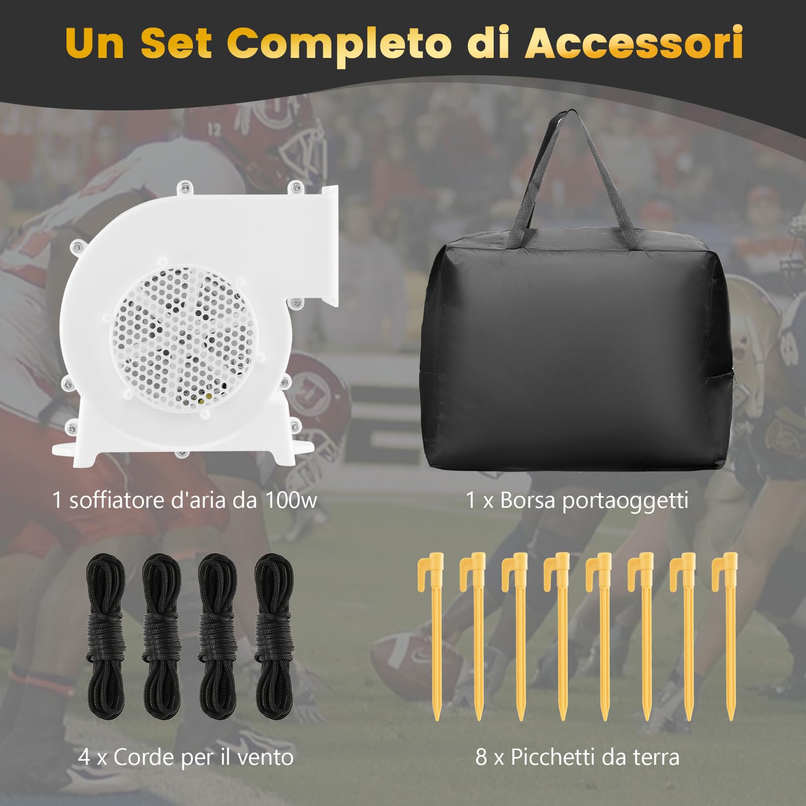 COSTWAY Schermo Proiettore Gonfiabile 16:9, Schermo Gonfiabile per Esterni con Soffiatore, Schermi di Proiezione con Borsa per Trasporto e Picchetti, 257 x 144 CM (Modello 1)