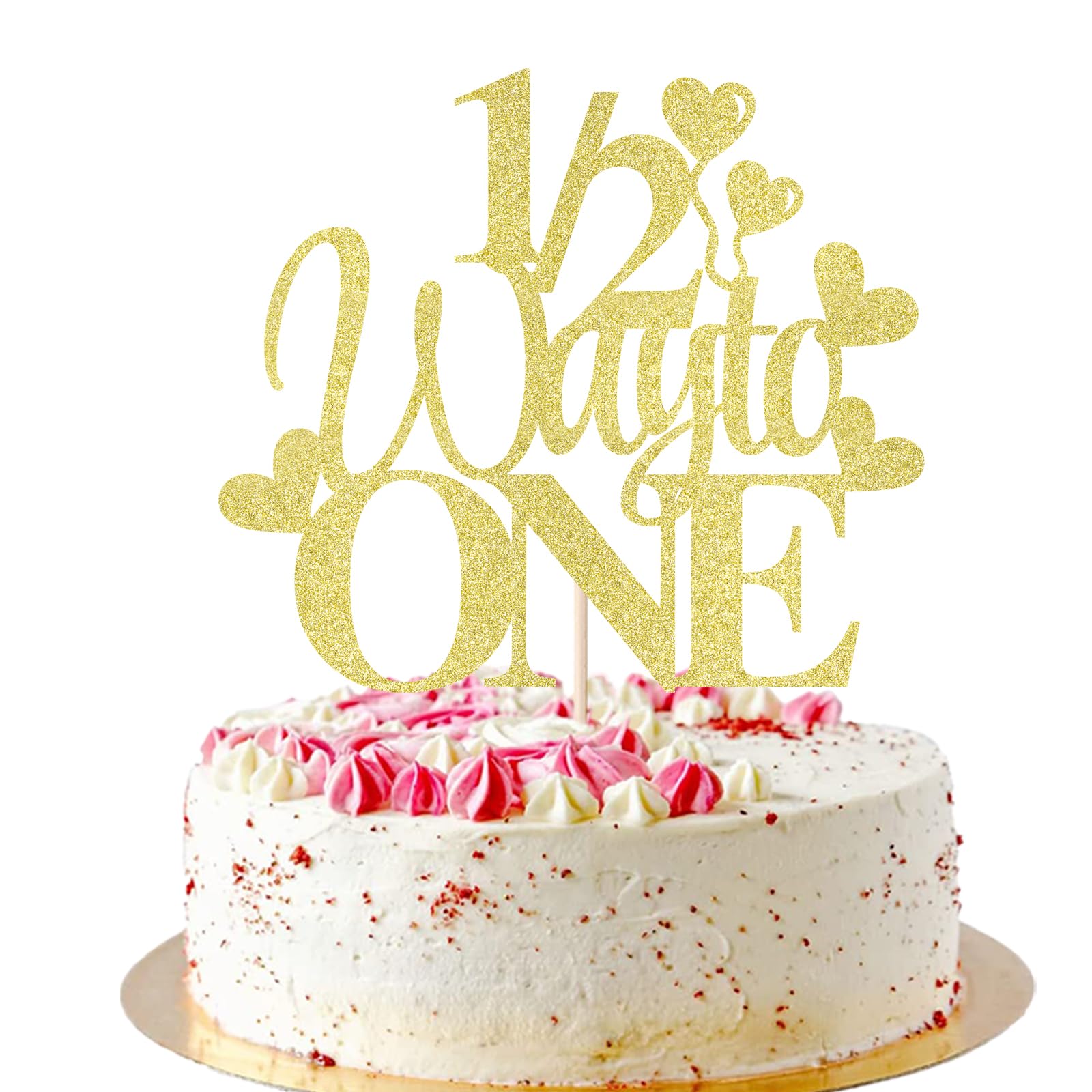 AROKIPPRY Gold Glitter 1/2 Way to One Cake Topper,Happy 6 Months Cake Decorations,Half Way to One Cake Topper,Baby Boys Girls 6 Months Birthday/Gender Reveal/Baby Party Decorations