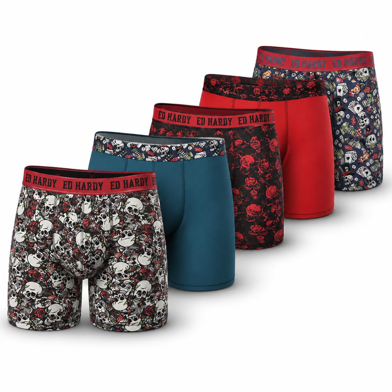 ED HARDY Mens Boxer Briefs Breathable Underwear Durable Boxers Multipack