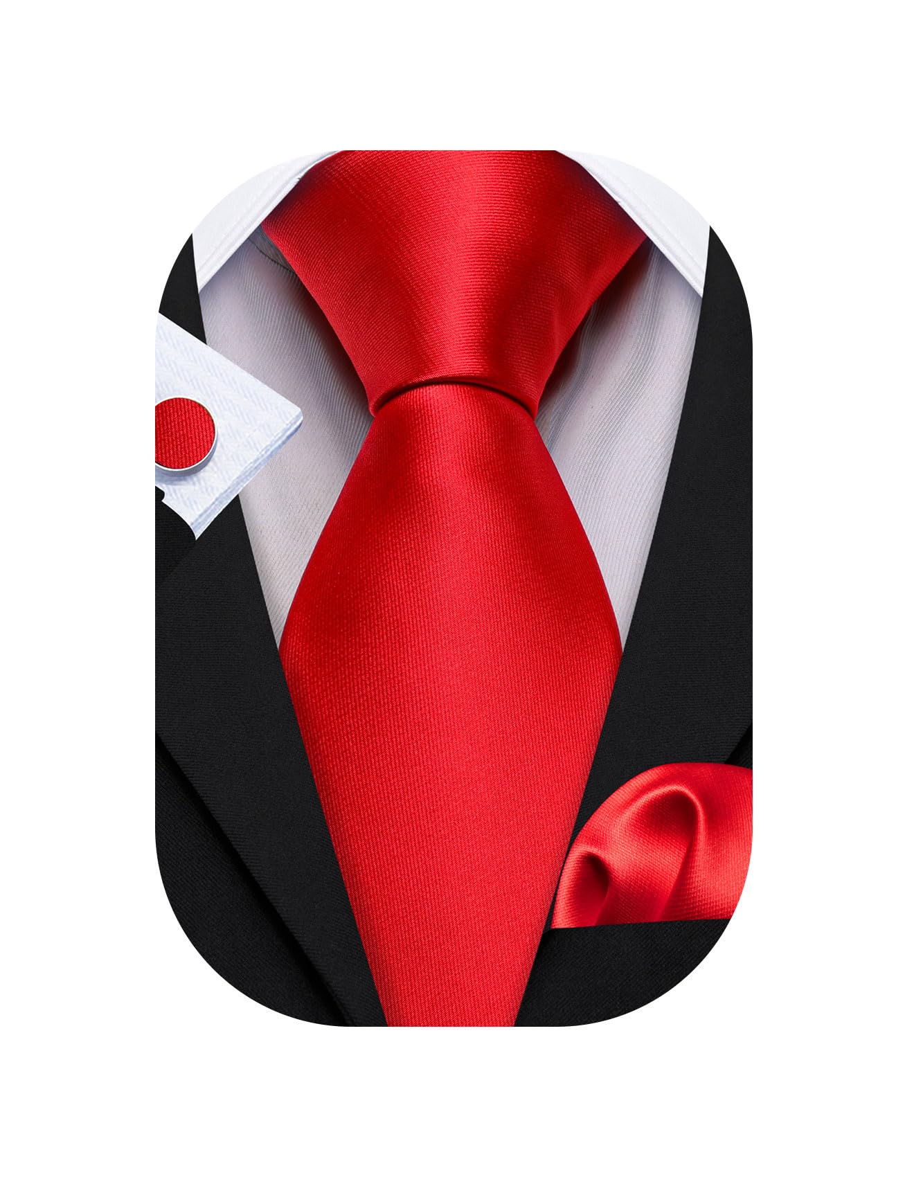 Barry.Wang Solid Ties Set Pocket Square Cufflinks Stripe Necktie Classic