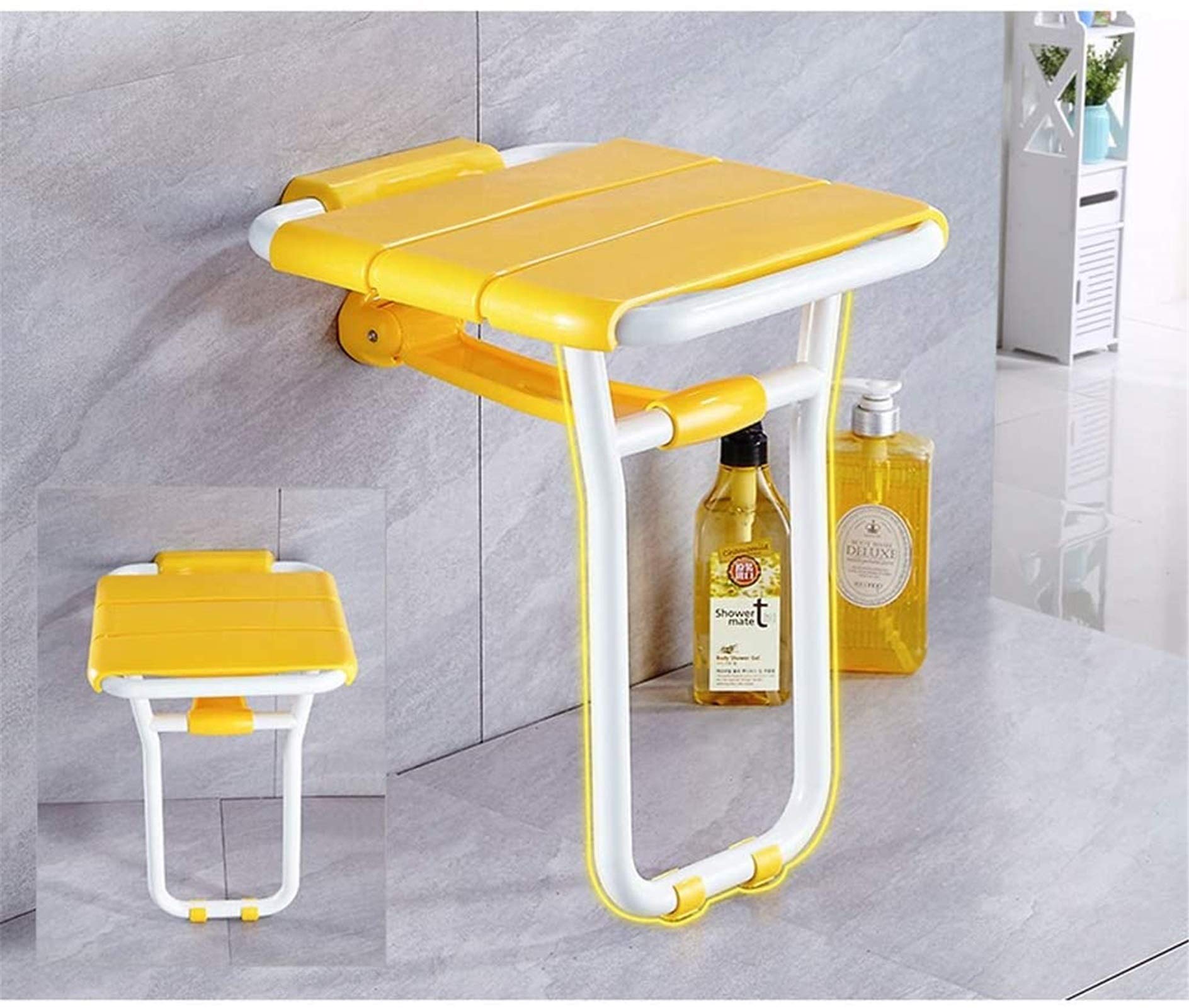 Sedile da Doccia Sgabello Pieghevole a Parete Sedia da Bagno Vecchia con Gambe
