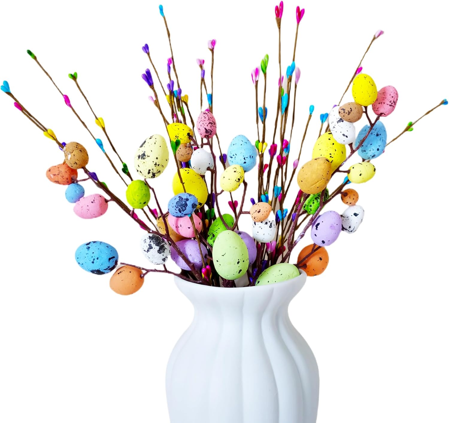 33pcs Artificial Easter Spray Vine with Pastel Easter Eggs and Berries - Decorative Spring Floral Stems - Easter Egg Twig Branches for Floral Arrangement - Centerpiece Wreath Decoration - Image 3