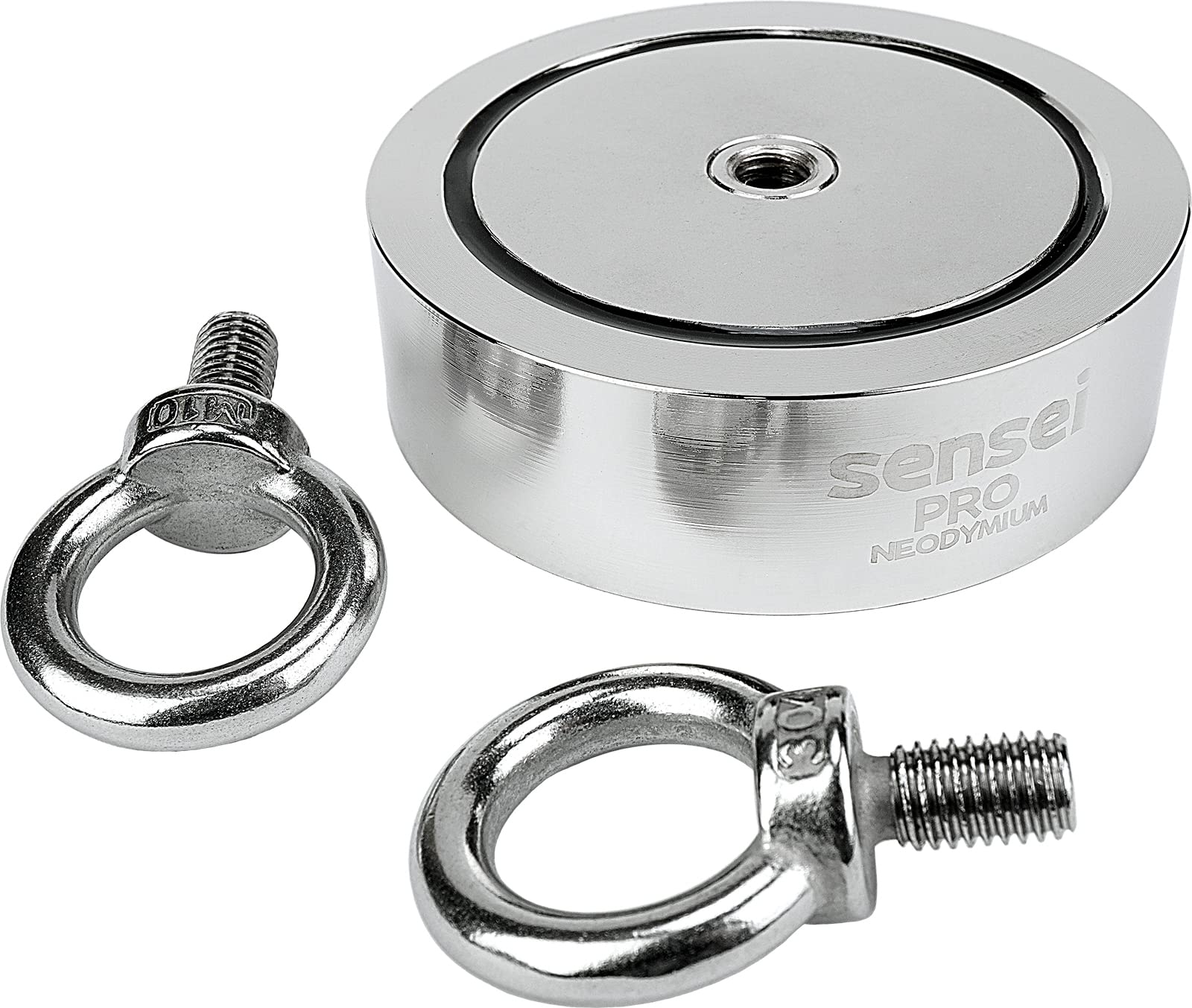 SENSEI Aimant en Néodyme Double Face 350 kg N52 à Deux Anneaux Ø9,4 x H2,8 cm