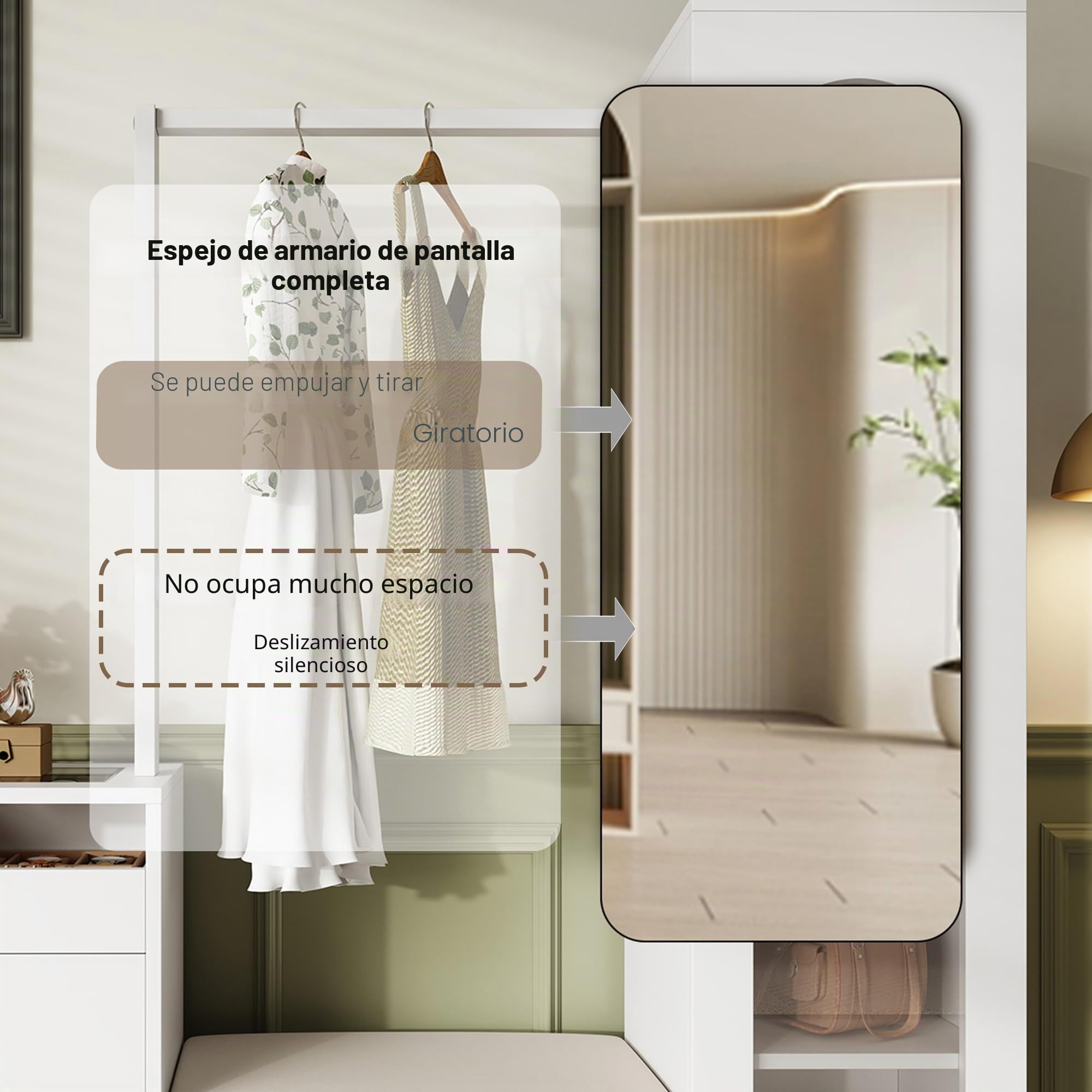 LAKFEW 6 en 1 Juego de Perchero, Perchero Entrada Recibidor con Espejo y Luz LED, Conjunto de Mueble Recibidor Mueble Entrada Percheros con 3 Cajones y 2 Puertas, 163x35x161 cm, Blanco