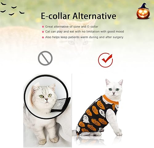 Miniatura 5 de oUUoNNo Traje de recuperación de heridas de gato para heridas abdominales o enfermedades de la piel, uso después de una cirugía, traje de pijama,