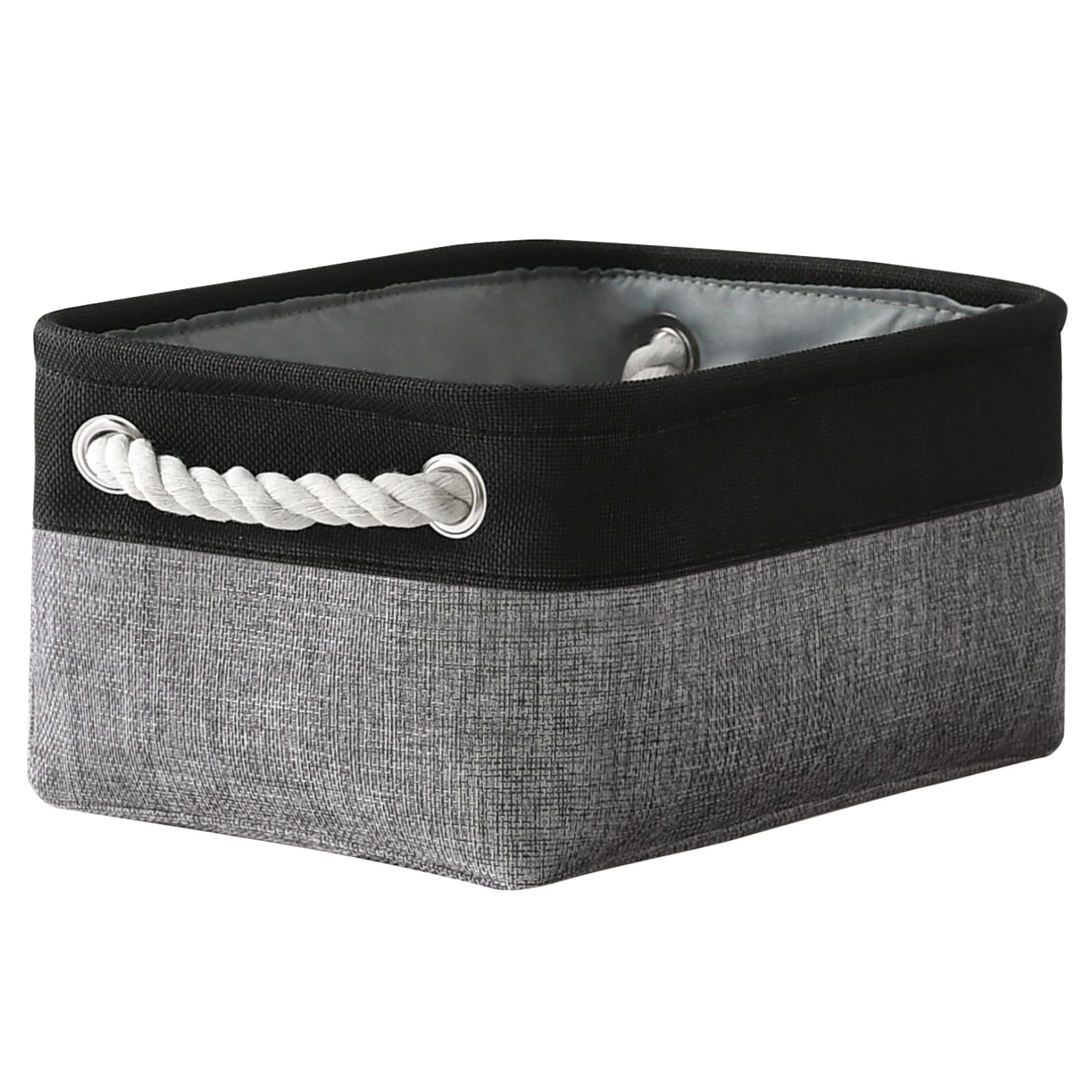 TheWarmHome Storage Basket for Organizing - 12x8x5.2 inch 1 Pack Fabric Storage Cubes, Baskets for Gifts Empty for Closet Organizer Dog Gift Cloth Toy (Grey & Black) โ image 1