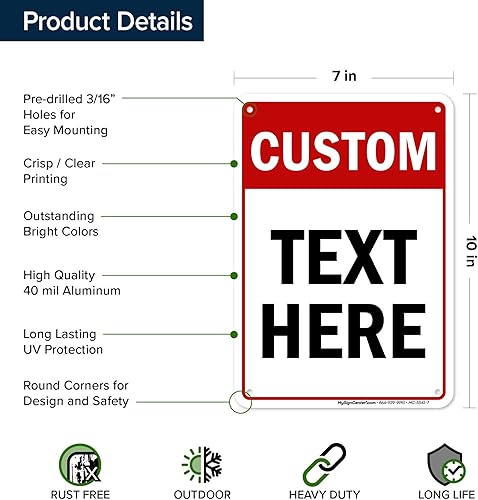 Miniatura 5 de My Sign Center - Letrero personalizado, para negocios, uso en interiores y exteriores, 7 x 10 pulgadas, libre de óxido, aluminio 040, resistente a