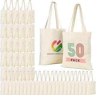 Lzerking 50/120 Pack Canvas Tote Bag Bulk for Business or Group, 13x15 Inches Blank Tote Bags for Sublimation