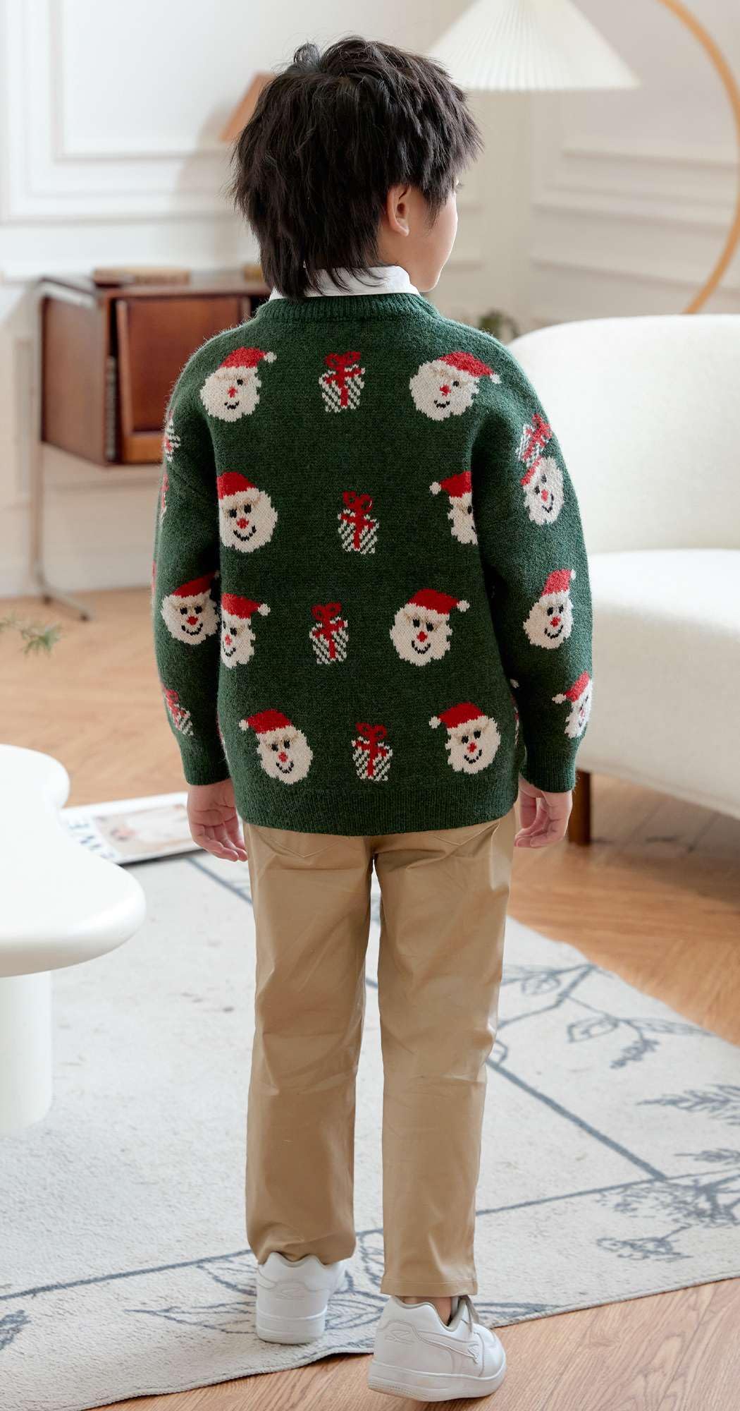 SMILING PINKER Jersey de Navidad para niños, Papá Noel, muñeco de nieve, reno, suéter de punto grueso para niños, otoño e invierno