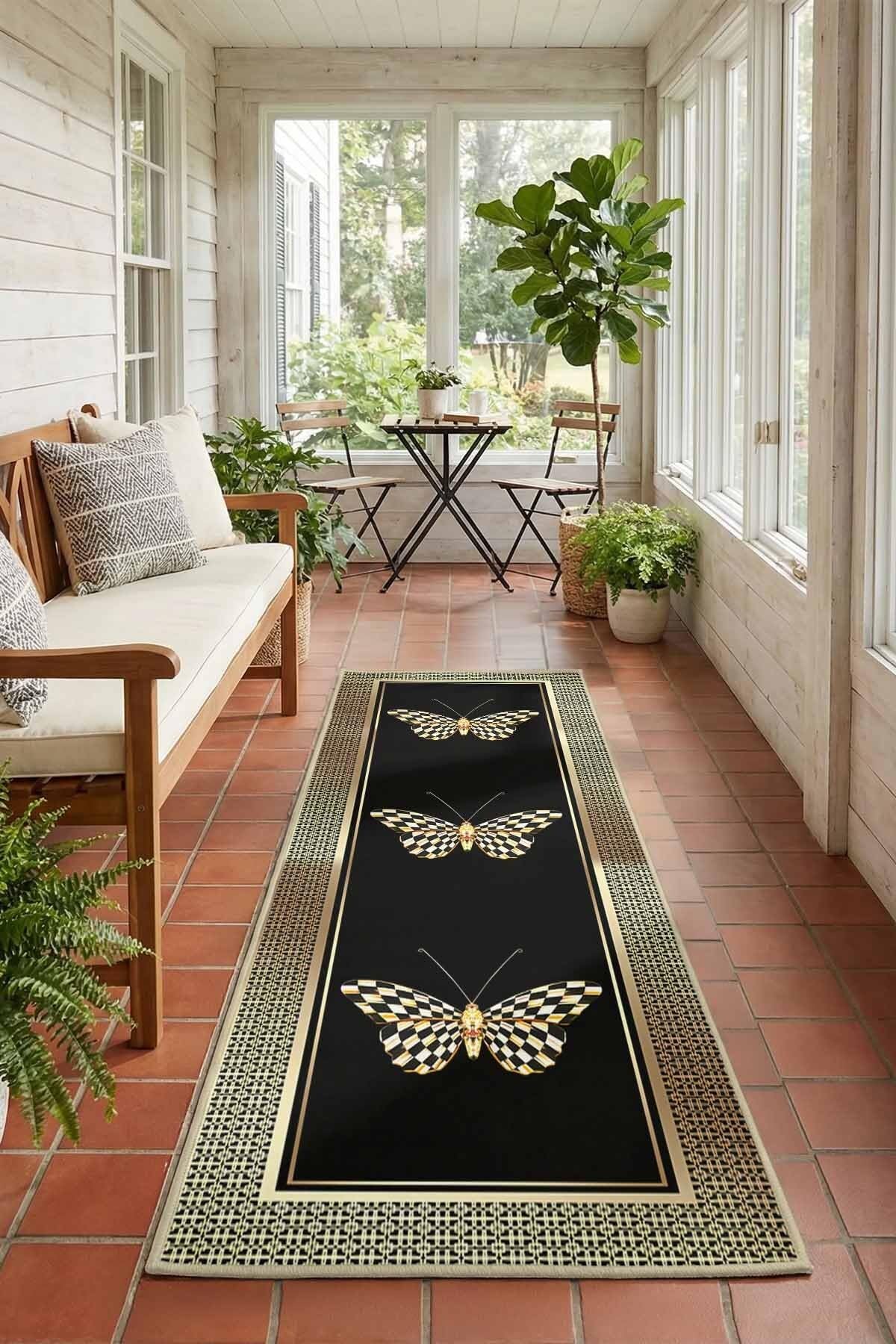 Monnhein Siyah Yolluk 7675389Bbe - Yıkanabilir, Kaymaz Taban, Dijital Baskılı, Leke Tutmaz, İnce Hav, Modern Koridor, Mutfak, Antre ve Salon için Dekoratif Yolluk