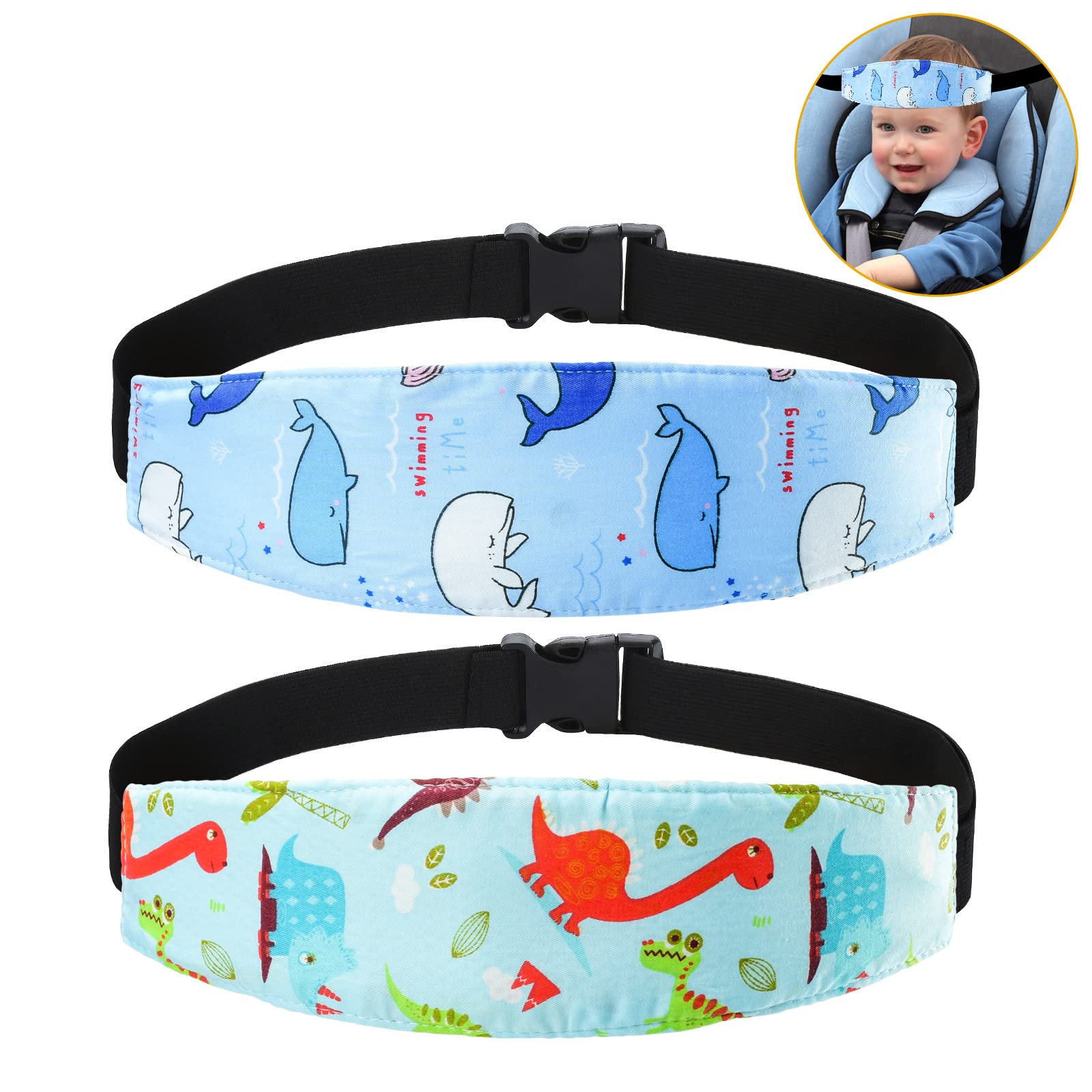 Baby Carseat Head Support,Car seat Straps Pillow Support Ban,Stroller Neck Relief Strap Headrest,Slumber Sling Sleep Positioner for Toddler Infants