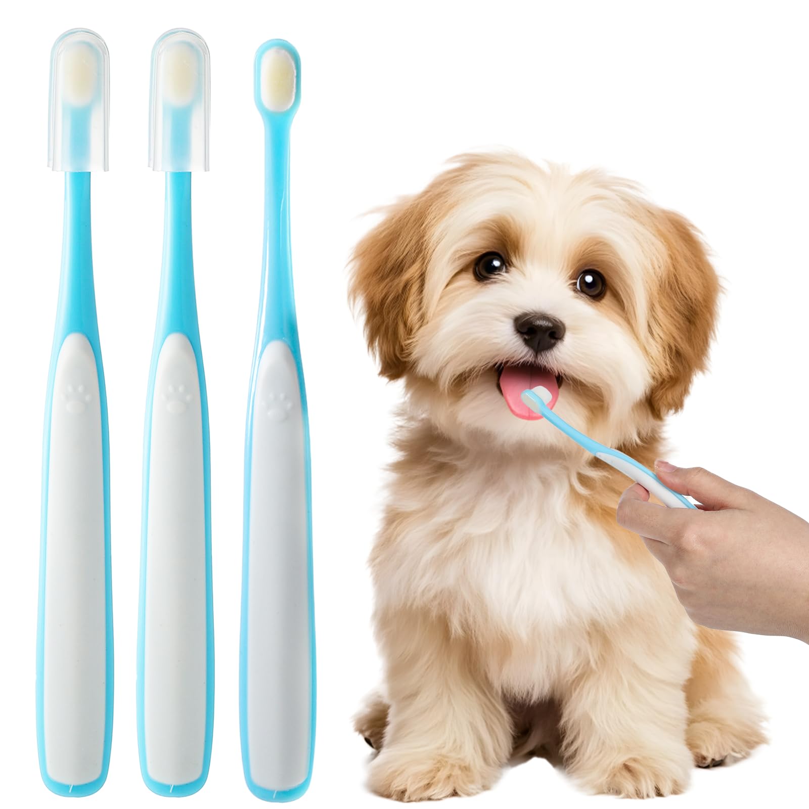 Pet Toothbrush for Small Dogs & Cats, 3 Pack Ultra Soft Mini Head - Gentle Dental Care Kit for Puppies, Kittens & Tiny Pets, Effective Plaque Removal for Sensitive Teeth