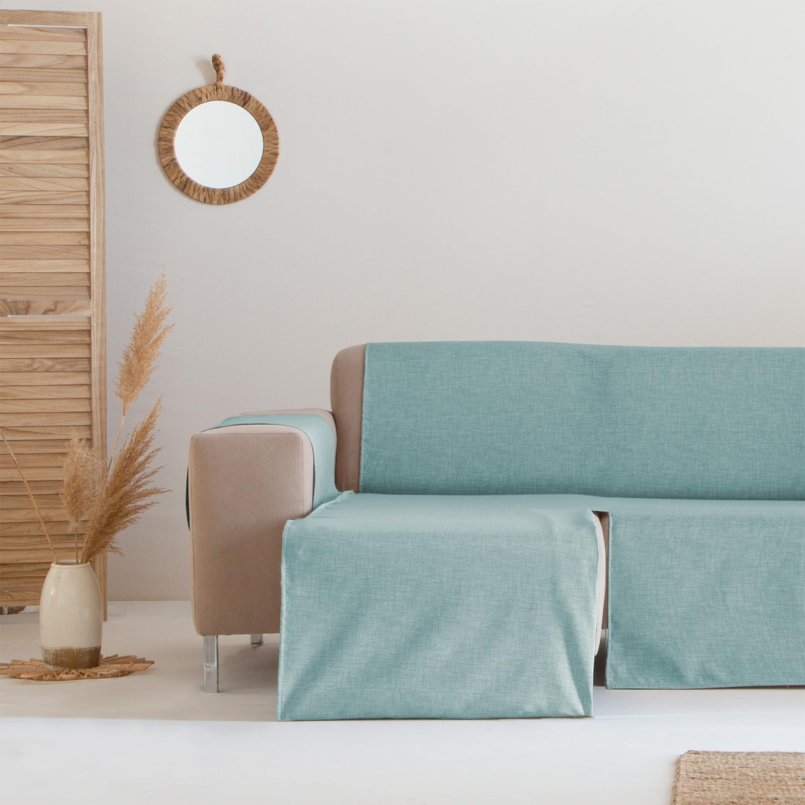 GAMUSI Sofa Cover Chaise Long Waterproof Stain Resistant Sofa Cover Chaise Longue 240 cm Left Arm, Water Colour