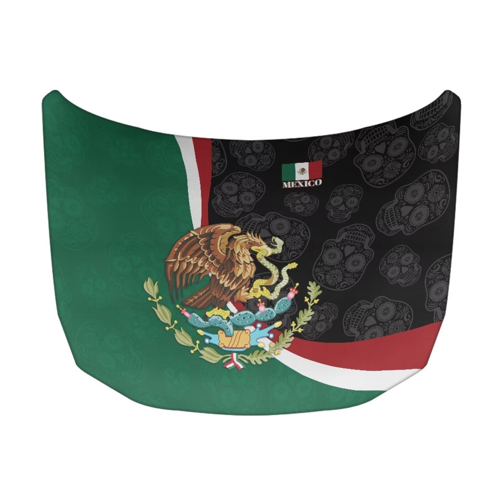 Mexican Flag Design Car Hood Cover Elastic Polyester Car Hood Protector Auto Hood Flag Waterproof Sun-Proof Automotive Accessories for Sedan SUV Truck Pickup