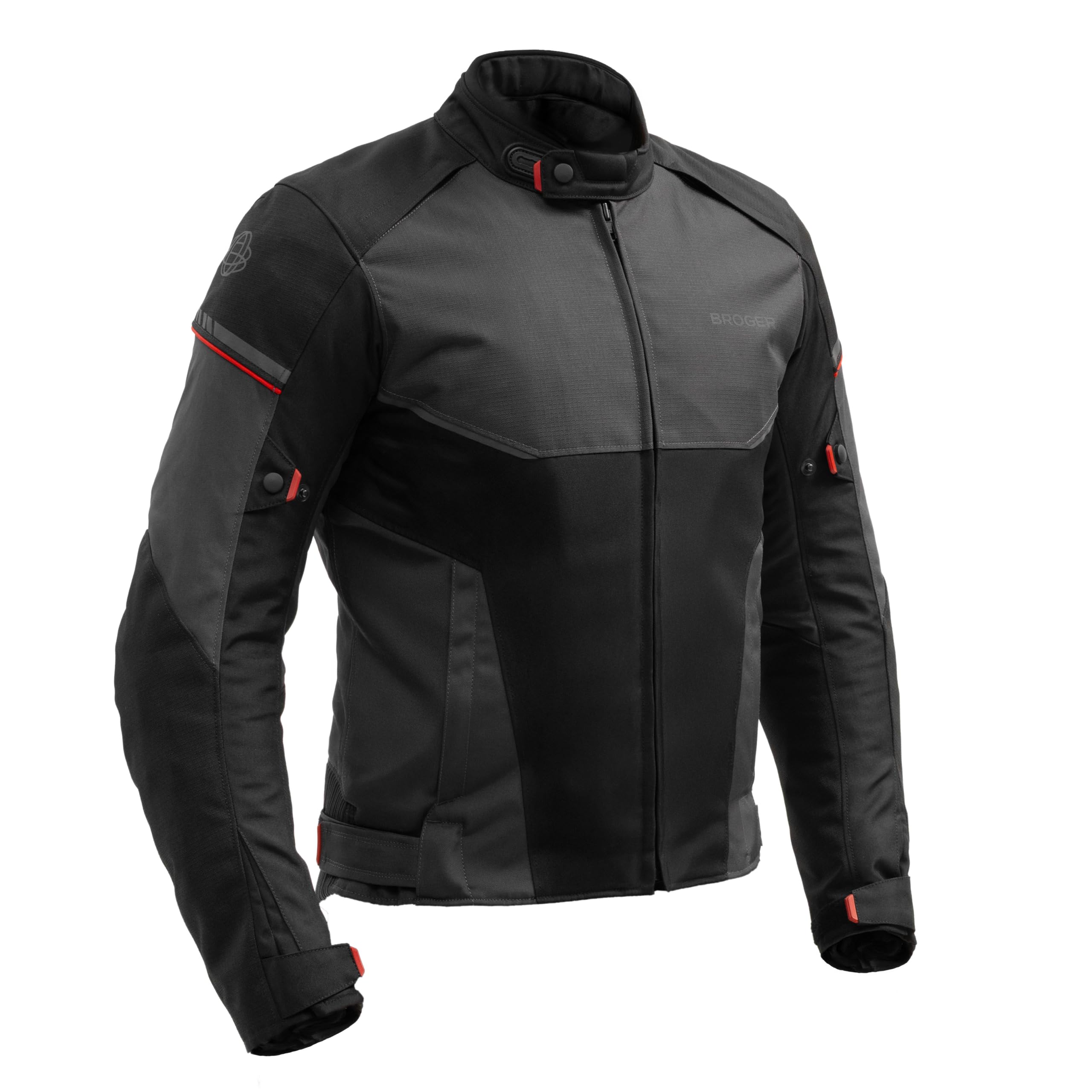 BROGER Grid Chaqueta de Moto Hombre | Textil | Protectores de codo y hombro | Membrana impermeable | Forro térmico extraíble | Nivel de protección AA | Tallas hasta 7XL