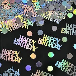 DazzJoy Glitter Confetti Table Decoration Birthday Large 1-4.4 cm, Pack of 250 Happy Birthday Decoration Streamers, Confetti Birthday for Wife Man Girl Boy Birthday Decoration Table Confetti