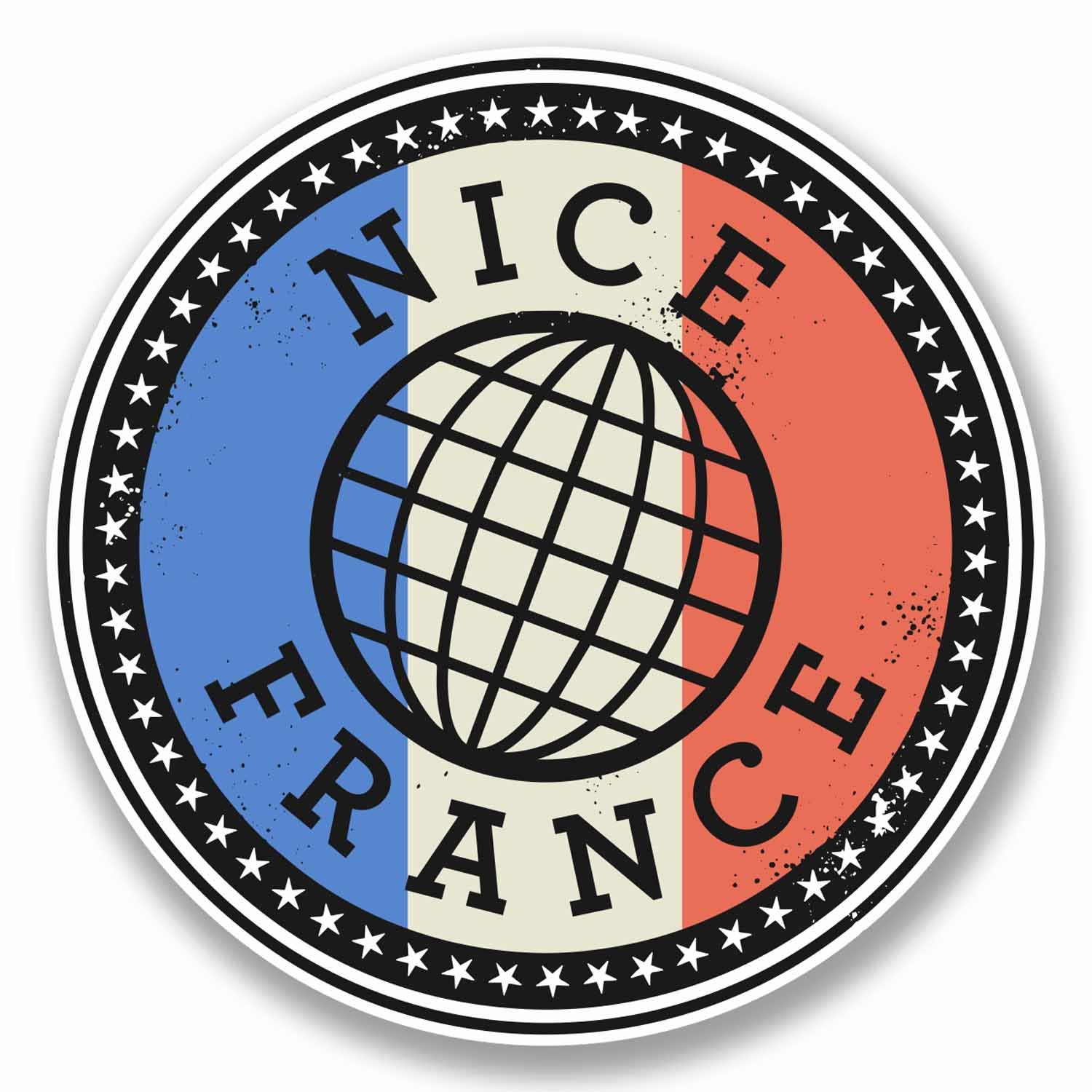 Destinationvinyl Multi 2 X 10Cm Nice France Vinyl Sticker Laptop Travel Luggage French Riviera #9845 (10Cm Wide X 10Cm High)