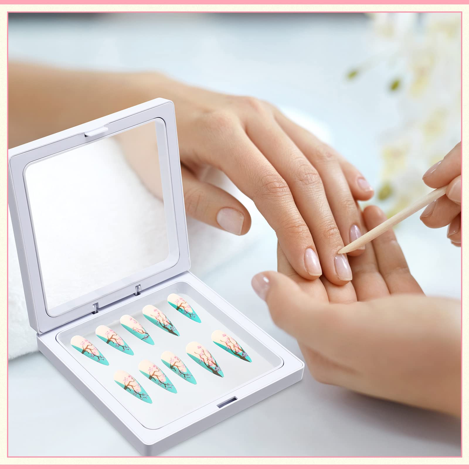 Meekoo Press-On Nail Packaging Box Set with Display Cards and Nail Tape