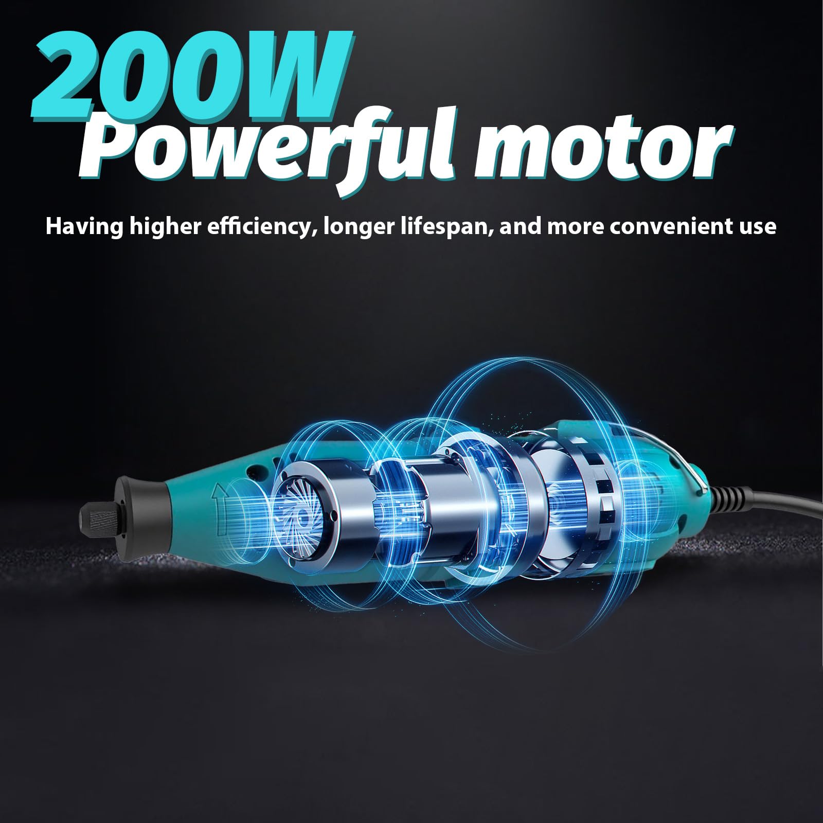 Herramienta rotativa, 8000 – 35000 rpm, kit de herramientas rotativas de velocidad variable con eje flexible, 80 piezas de accesorios y multiherramienta de 200 W, perfecto para lijado detallado