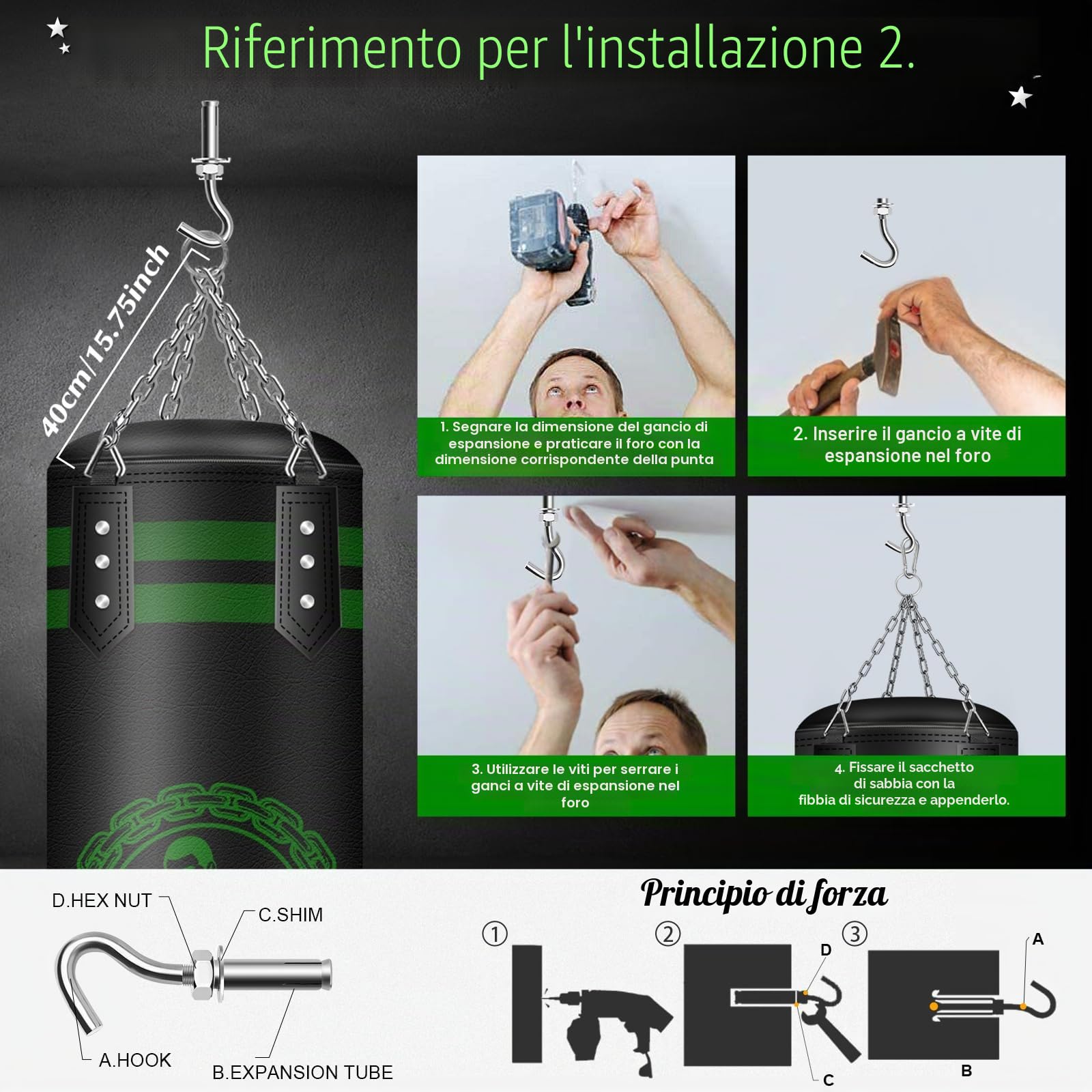 NZQXJXZ Sacco da boxe appeso, non riempito sacco da boxe, sacco pesante in pelle microfibra per allenamento Kickboxing Fitness MMA Grappling Muay Thai Karate