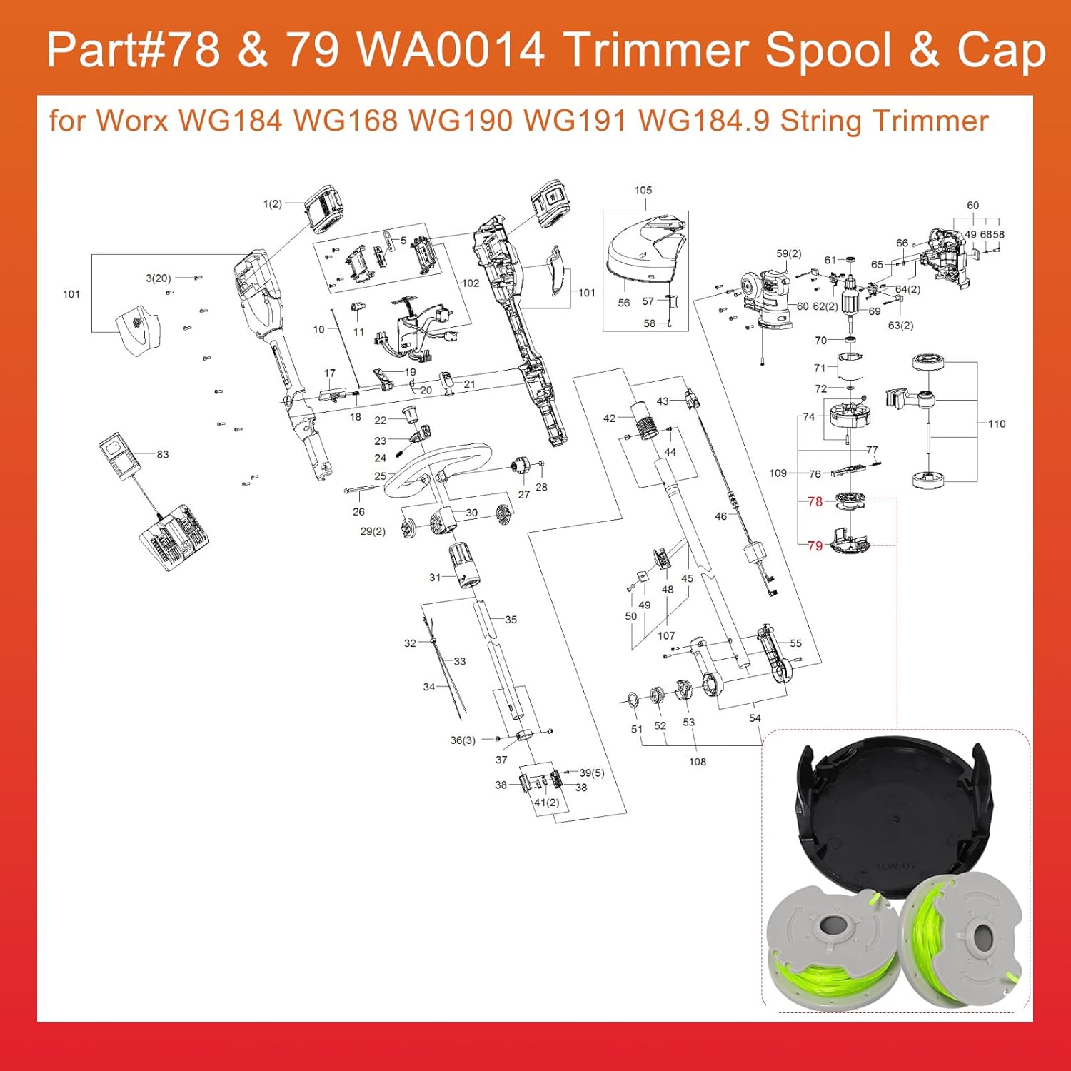 Worx WA0014 Replacement Spools view 4