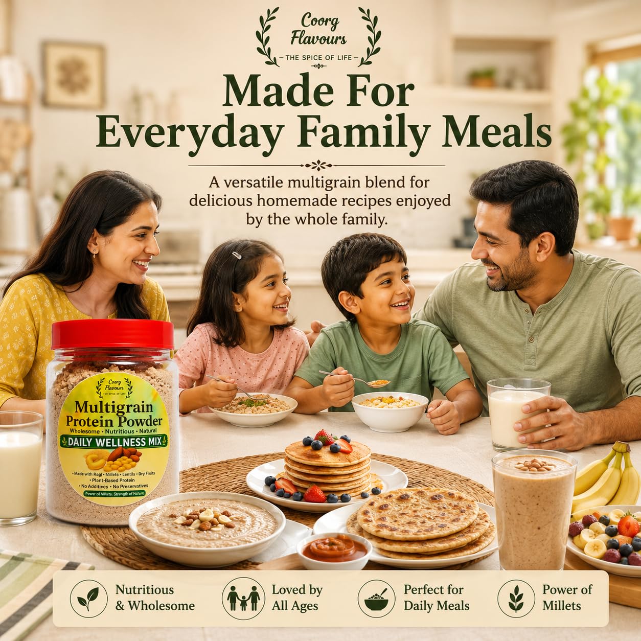 COORG FLAVOURS Multigrain Protein Powder 250g | Premium Blend of Dal, Millet, Nuts & Dry Fruits | High Fiber & Protein Health Mix | Natural Daily Nutrition Drink | No Preservative — Amazon image 8