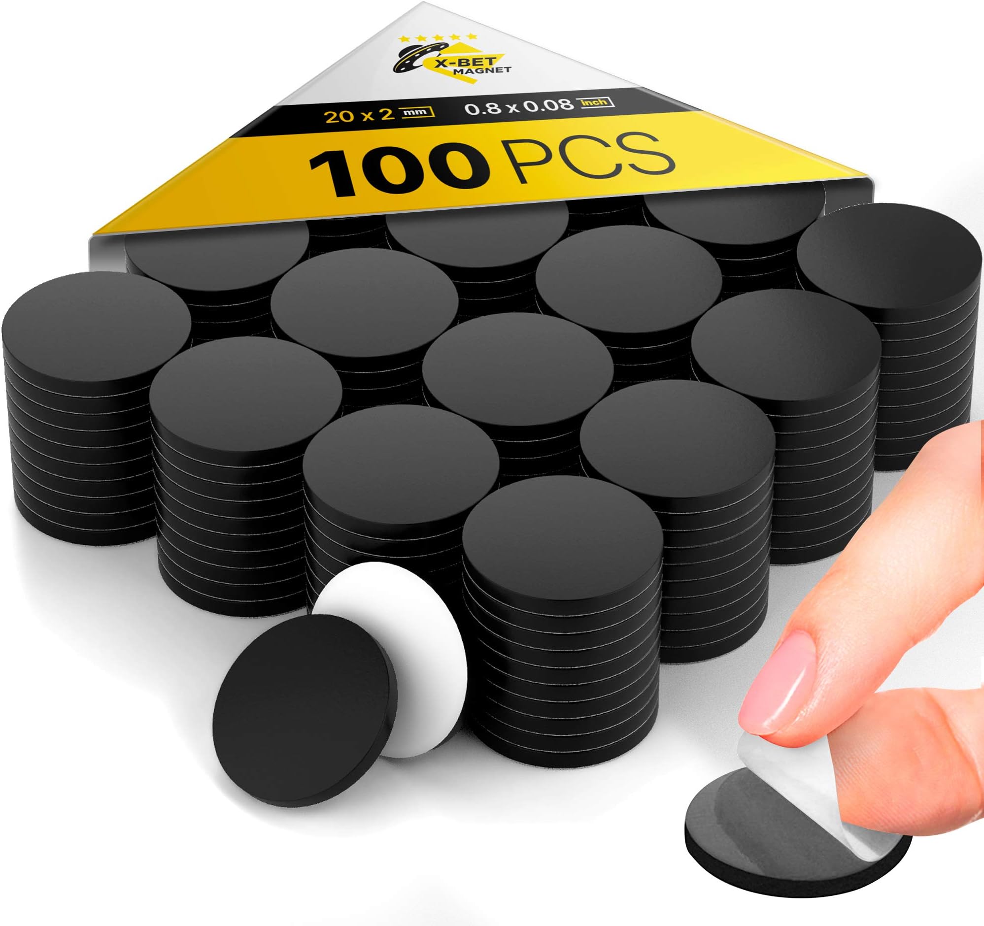 X-bet MAGNET ic Dots - Self Adhesive Dots (0.8" x 0.8") - Peel & Stick ic Circles - Flexible Sticky s - Sheets is Alternative to ic Squares, Stickers, Strip and Tape (100 Pcs)