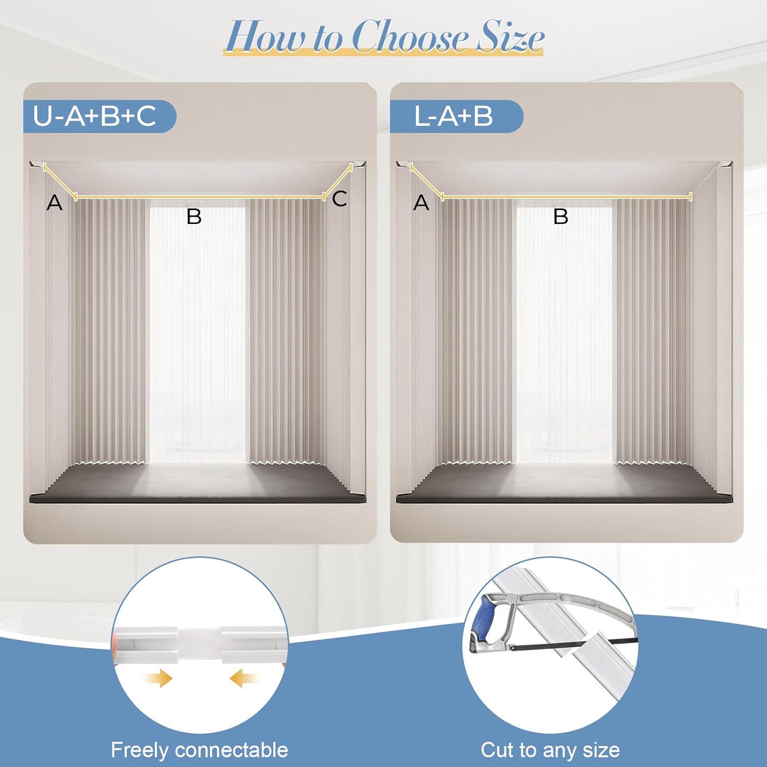 13.5Ft Self Adhesive Curtain Track, Curtain Track Ceiling or Wall Mount No Drill, Smooth Cuttable & Unbendable Ceiling Track for RV Bathroom Shower Closet Room Divider
