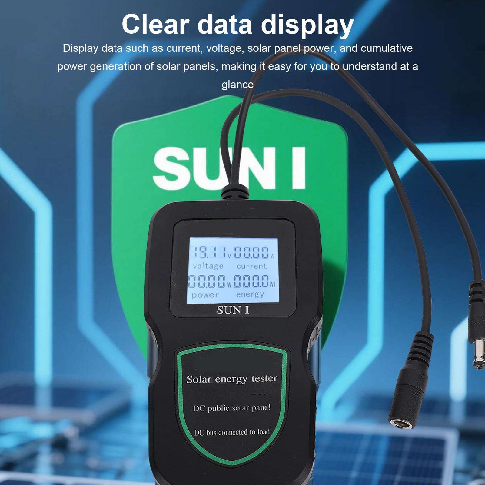 Greensen 200W Tester per Pannelli Solari, Multimetro Fotovoltaico MPPT con Display di Corrente, Tensione, Potenza Ed Energia per Test, Diagnostica e Ricerca su Pannelli Solari