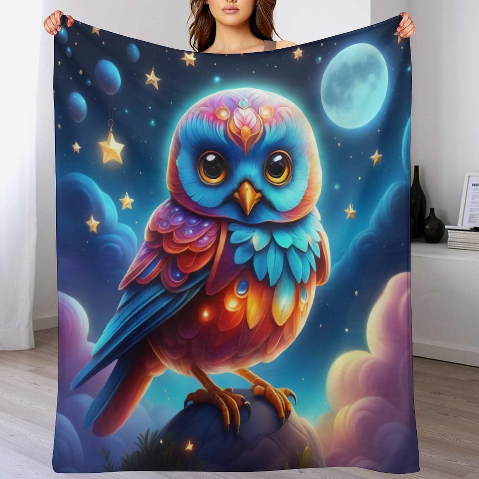Manta de forro polar de búho de 140x180 cm para cama