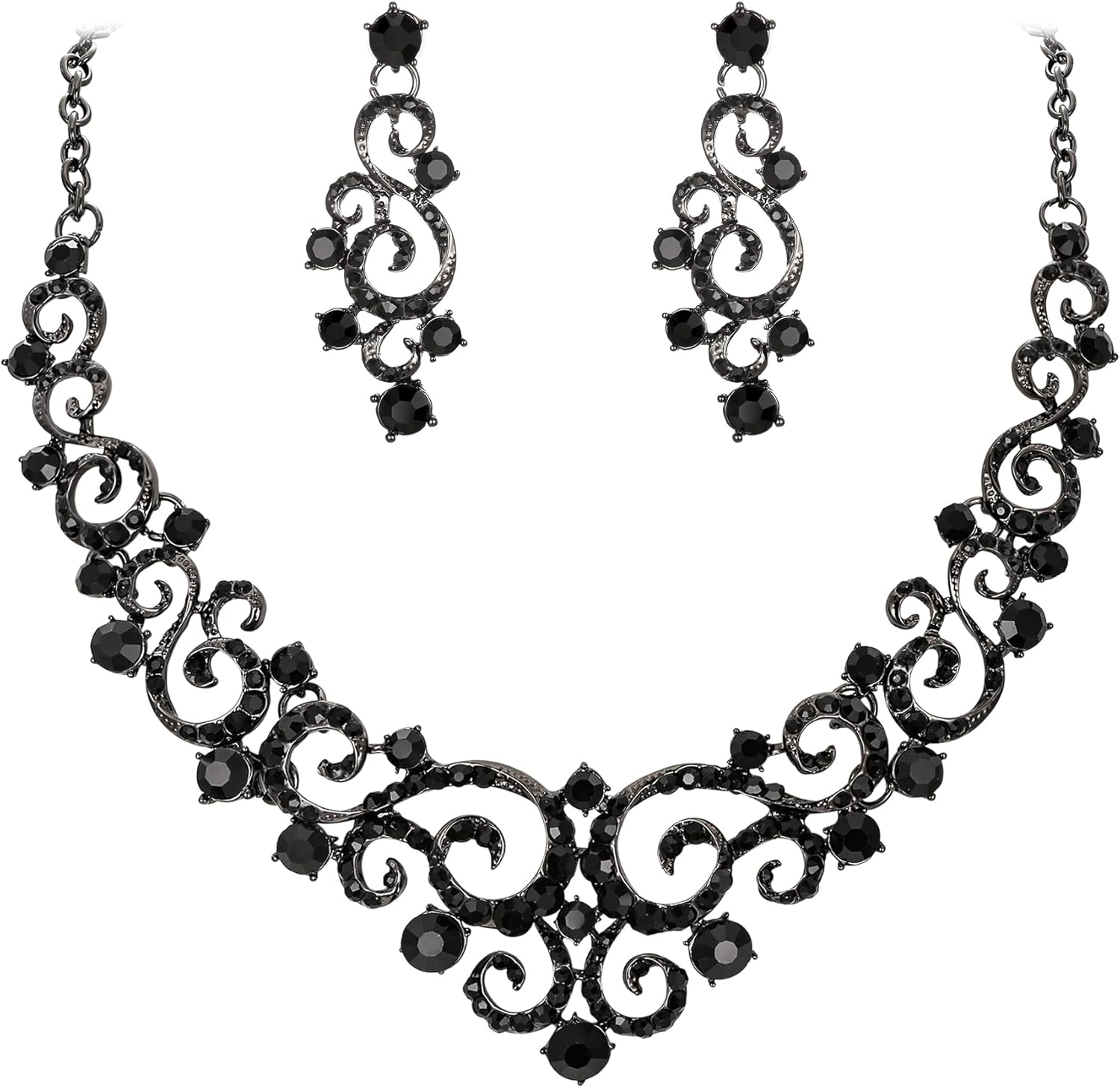 EVER FAITH Women's Crystal Gorgeous Floral Vine Bridal Necklace Earrings Set