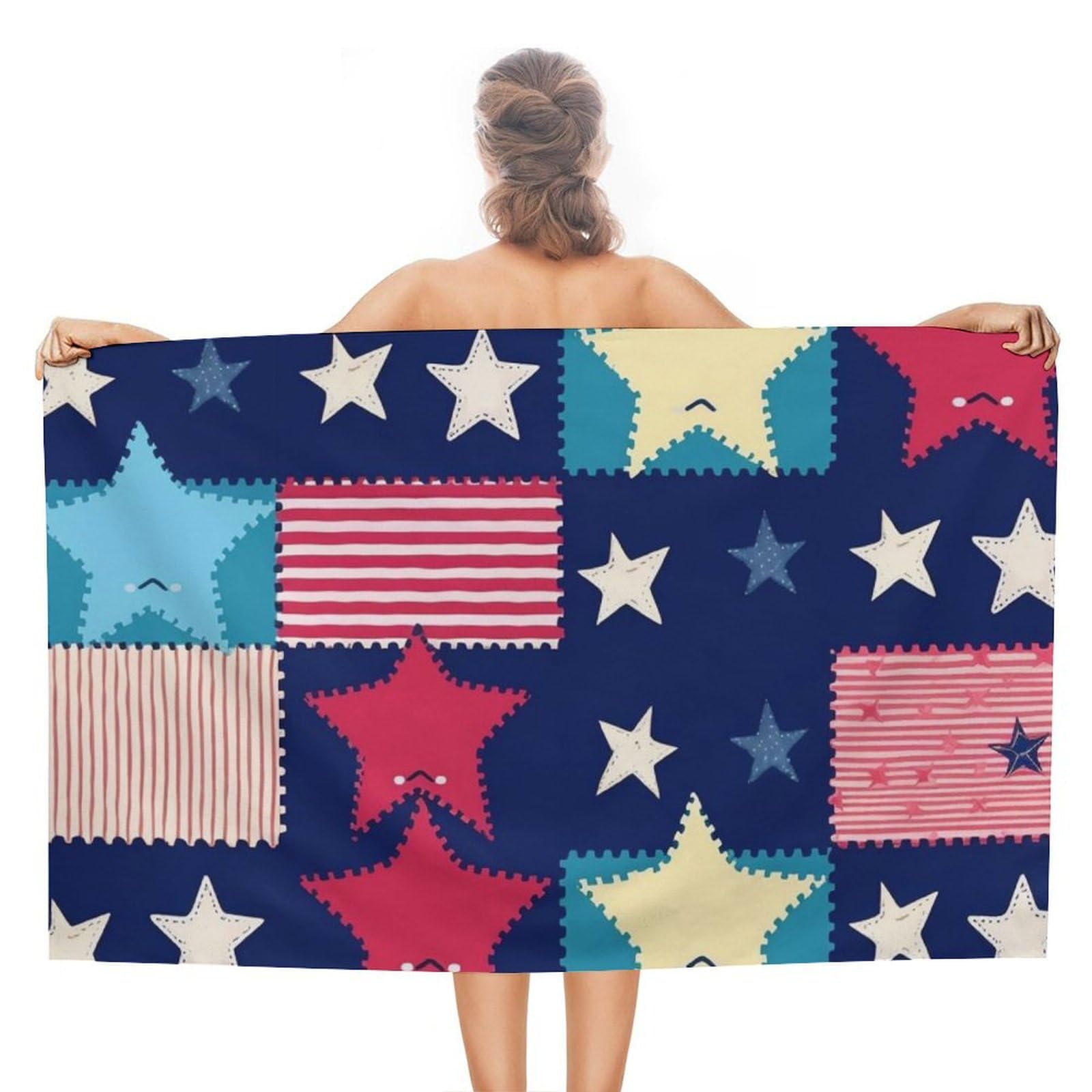 LSRCPD Beach Towels Stars Pattern Gym Sports Pool Camping For Women Adults 80X130Cm