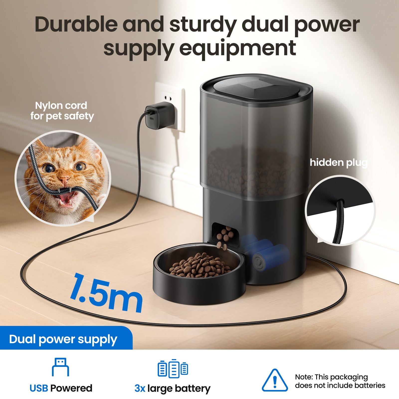 Automatic Cat Feeder and Water Fountain 5G WiFi Cat Food Dispensers, APP Remote Control, Programmable Timed Feeding,Dry Food Smart Feeder 10s Voice Recorder, 1-10 Meals/Day for Cats Small Dogs