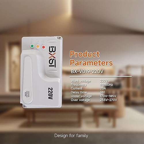 Miniatura 3 de BXST Cableado resistente protector de sobretensiones de energía 20A Protector de voltaje para electrodomésticos con retardo de tiempo, protege