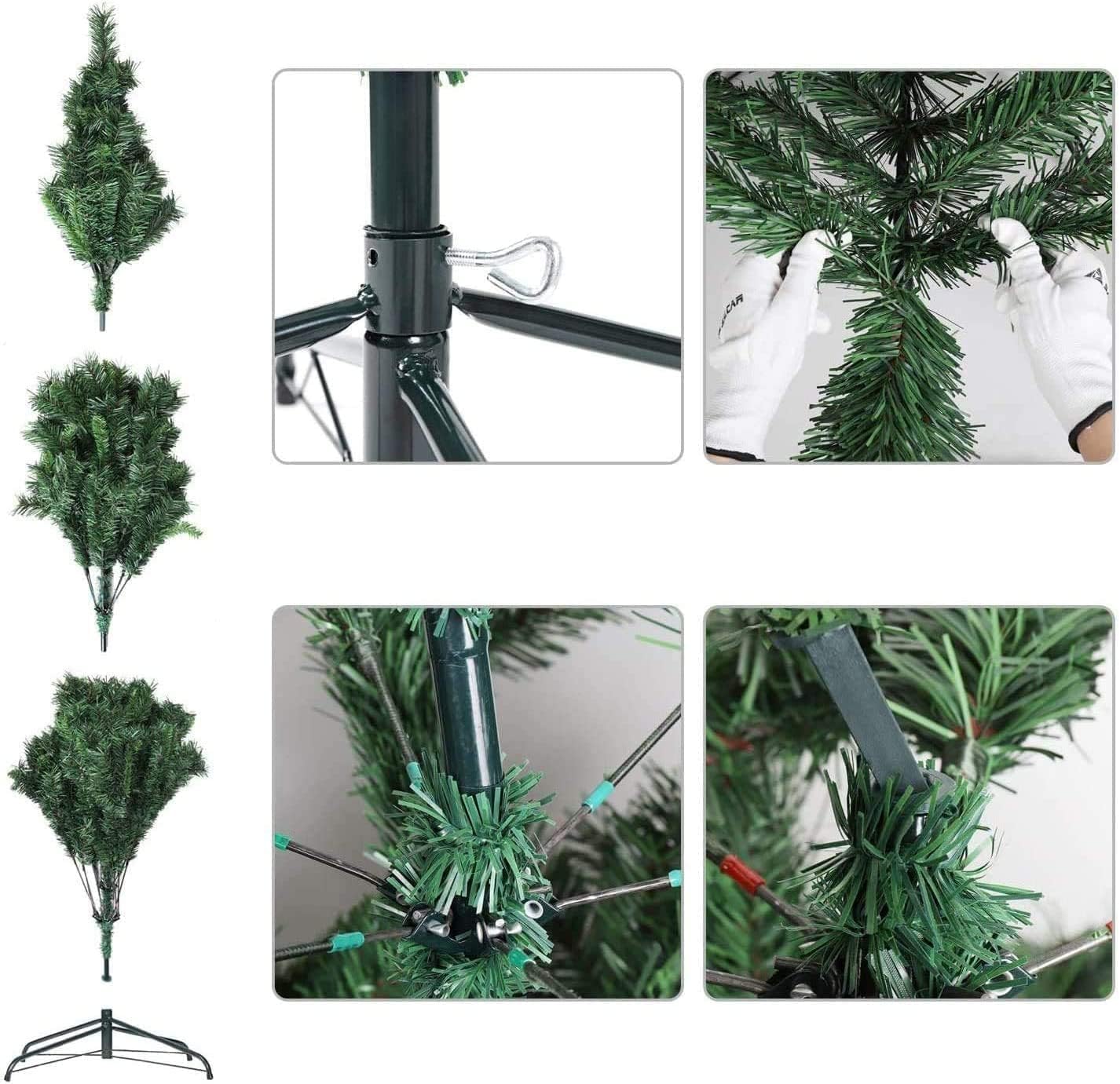 Árbol de Navidad Artificial - Soporte de Pie Metálico - Fácil Montaje 180 cm Verde