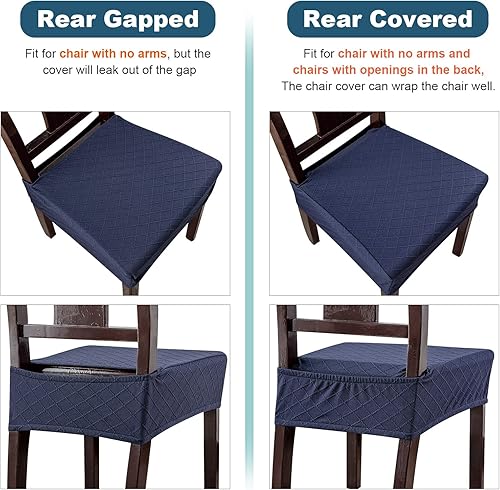 Miniatura 3 de Genina Juego de 4 fundas de asiento impermeables para sillas, fundas de asiento para sillas de comedor para cocina, fundas elásticas de jacquard