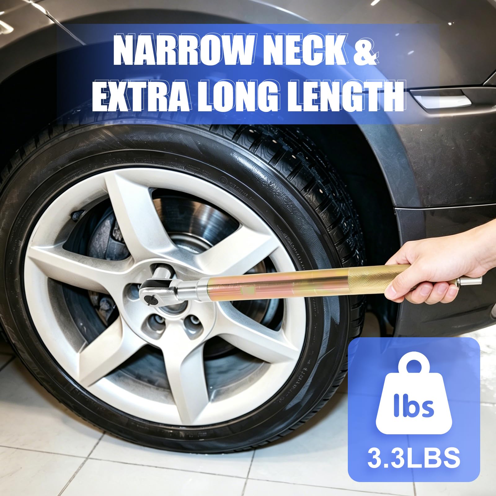 Llave de extensión con trinquete, juego de llaves de extensión de alto rendimiento de 1/2 pulgada con alcance estrecho y adaptador, para trabajos de automoción, bricolaje y mecánica.