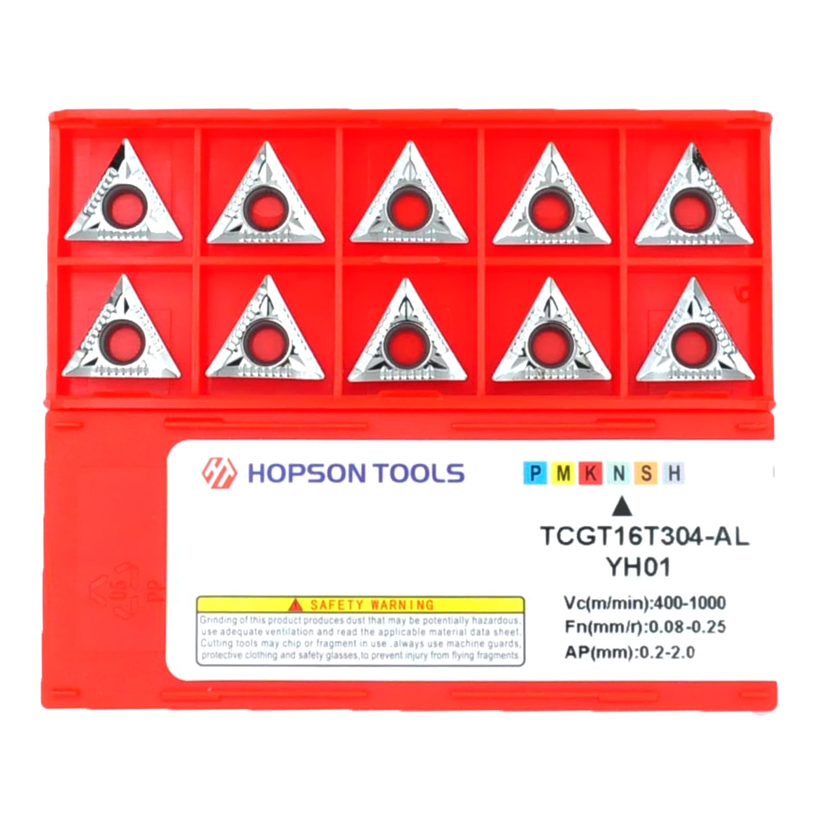 TCGT16T304-ALU Lot de 10 plaques réversibles en métal dur pour le traitement de l'aluminium ou des métaux non ferreux
