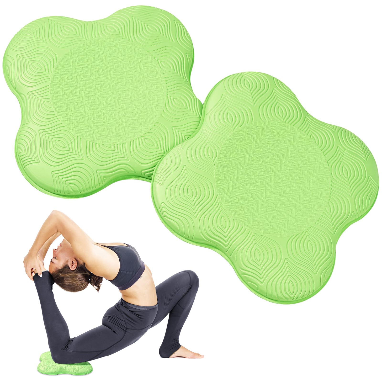 Yoga Knee Pads 2 Pack, Foam Kneeling Cushions - Non-Slip Pilates Knee Pad Cushion &amp; Wrist Support - Portable Workout Knee Pads for Meditation, Kneeling, Balance, Floor, Pilates,Yoga