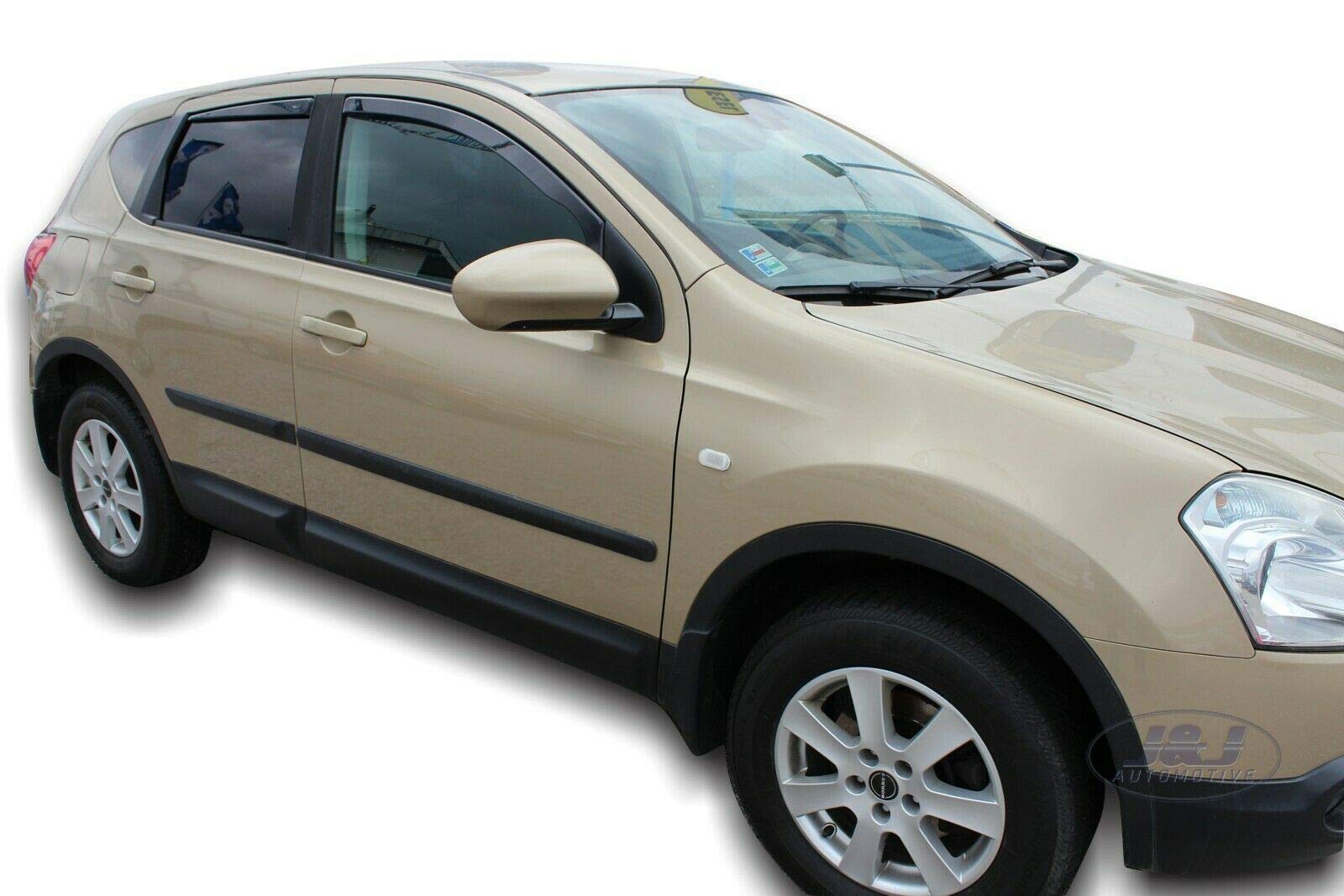 J&J AUTOMOTIVE Deflettori d'Aria per Nissan Qashqai J10 2007-2014, Set da 4 Pezzi, Nero Fumé Oscurato Heko