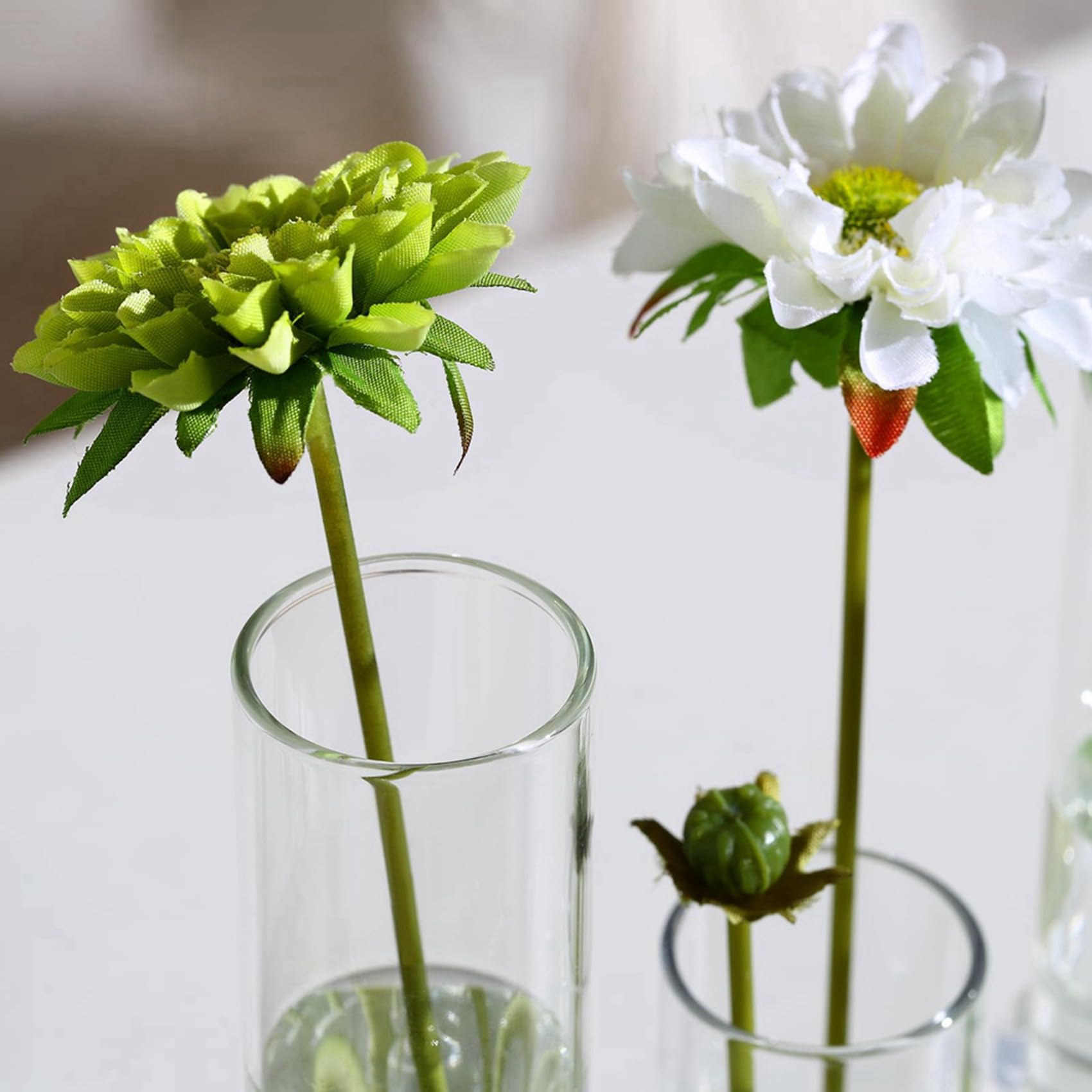 3X Blumenvase mit Scharnieren, Verschiedene Höhen, Reagenzglas-Vermehrungsstation Aus Klarem Zylinderglas, für Innendekoration