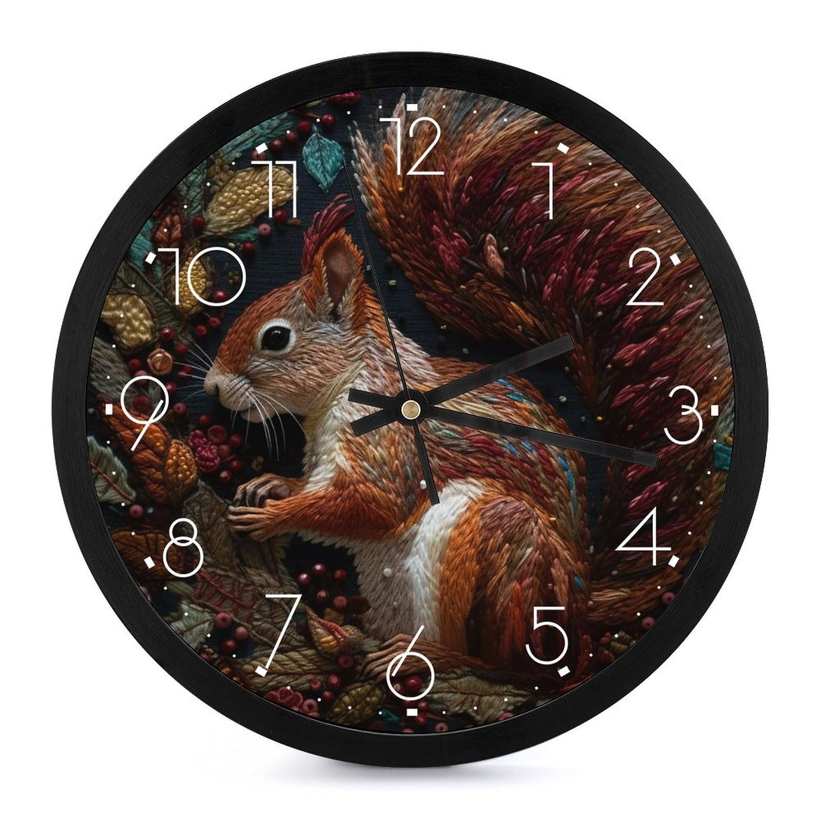 Grande horloge murale pour salon avec joli cadran écureuil facile à lire