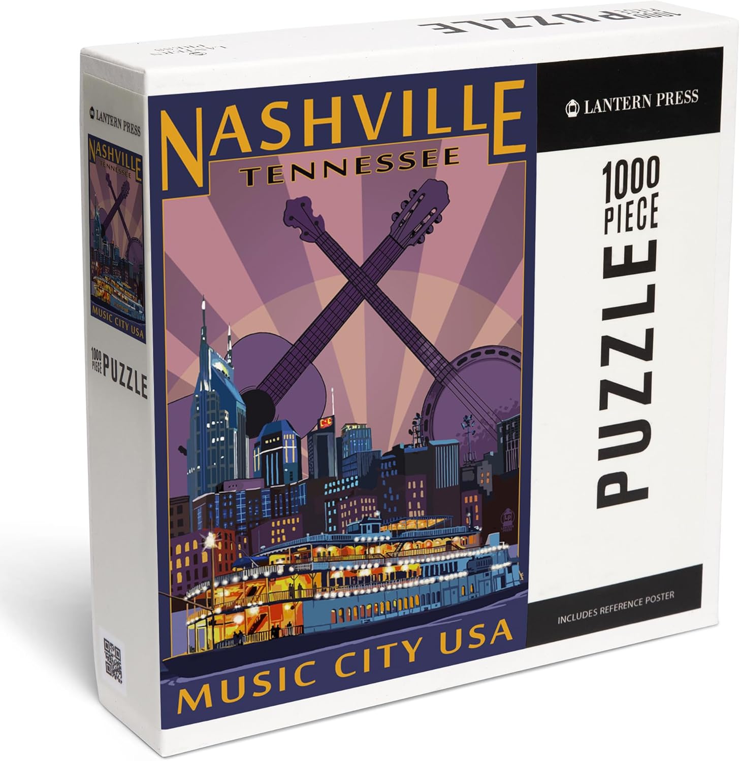 "Lantern Press Nashville, Tennessee, Skyline at Night, 1000 Piece Jigsaw Puzzle for Adults, Made in USA with Reference Poster"