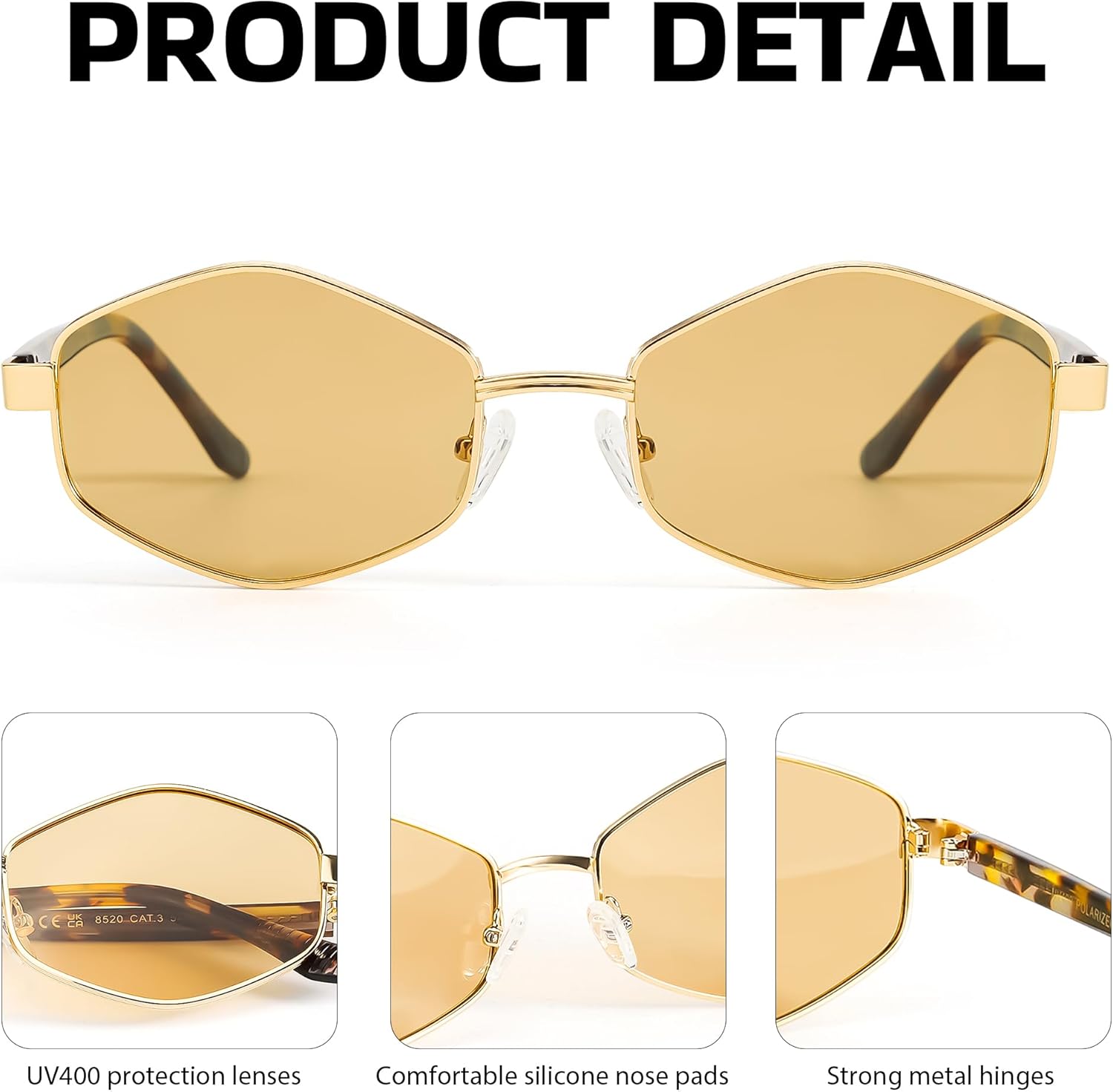 SIPHEW Acetate Hexagon Polarized Sunglasses for Women & Men - Lightweight 90s Retro Sunglasses Women - Image 6