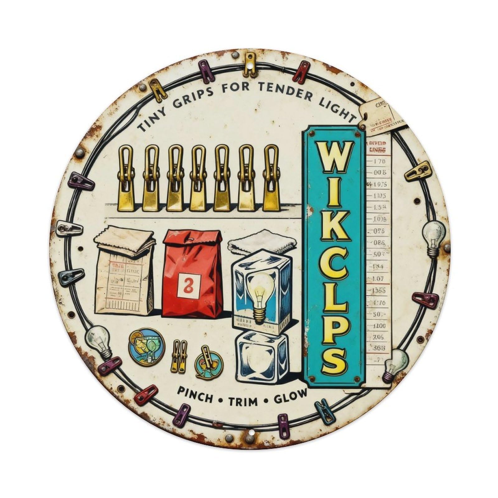 Wick Clips Sign Metal Tin Sign Plaque