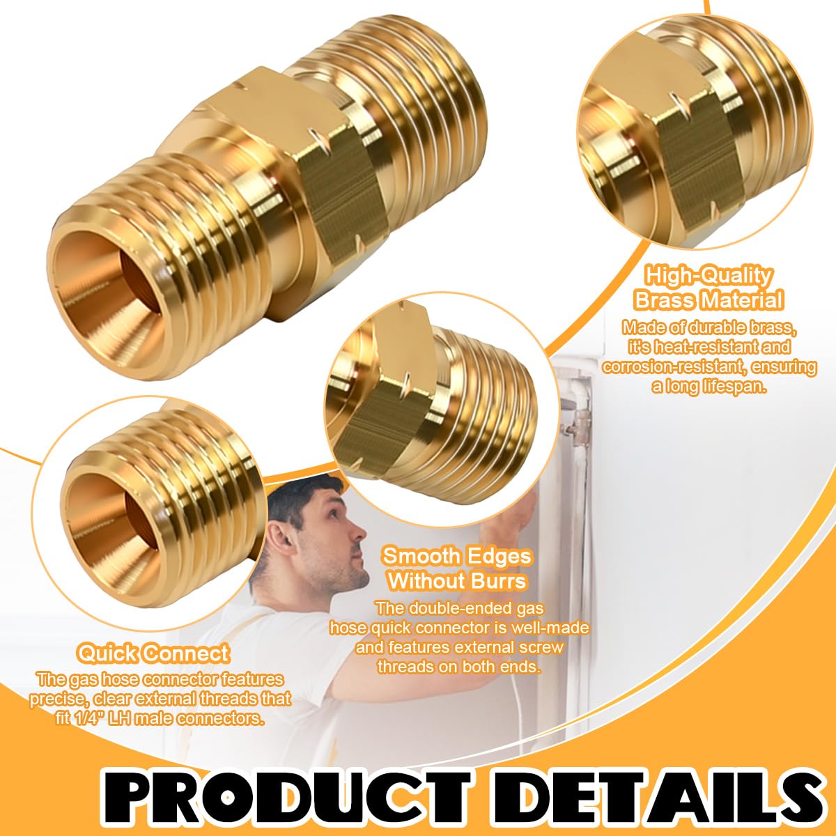 Kit Connessione Rapida Gas 1/2 In Ottone – 100000 BTU Con Tappo E Nastro Sigillante, Per Griglie E Camper