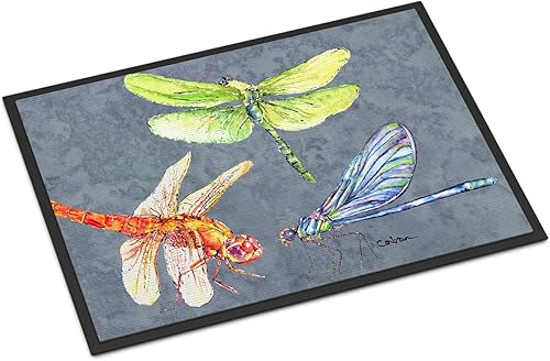 Caroline's Treasures 8878JMAT Dragonfly Times Three - Tapete para interiores o exteriores, 24 x 36 pulgadas, 36 pulgadas de largo x 24 pulgadas de