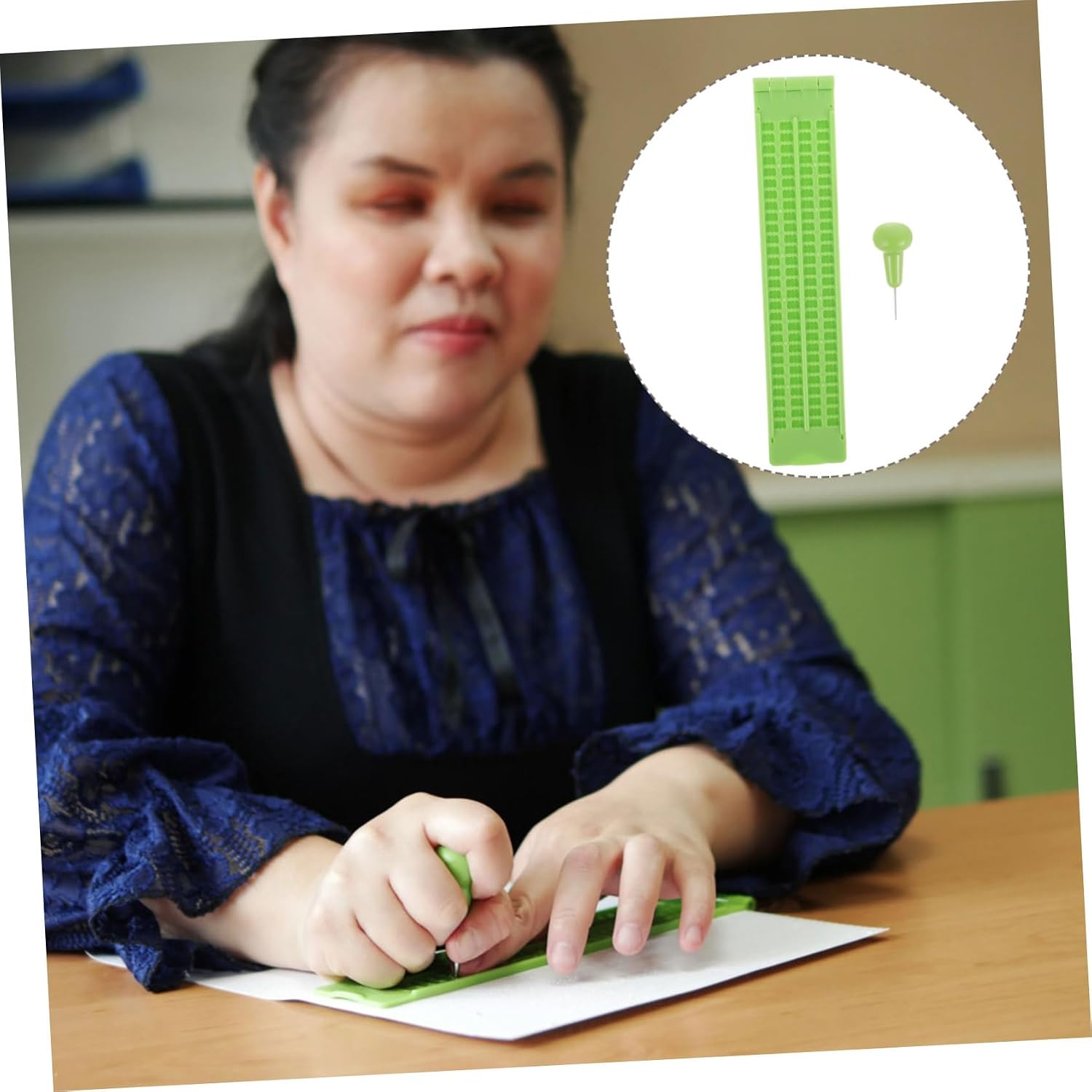1set Braille Writing for Blind Line Cell Plastic Braille Plate Stylus Lightweight Tactile Tool for Visual Impairment Writing and Learning